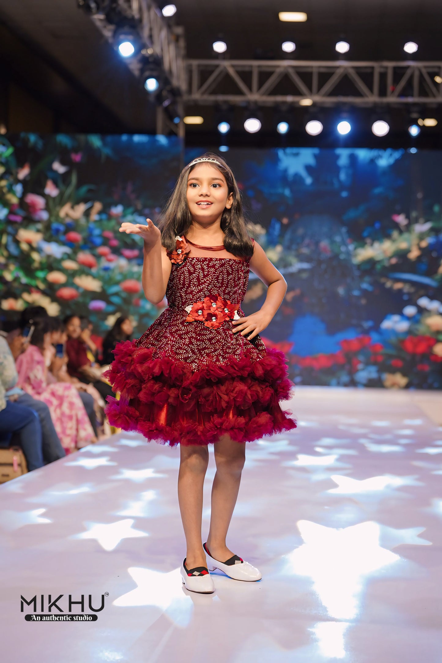 Maroon ruffled frock KW003