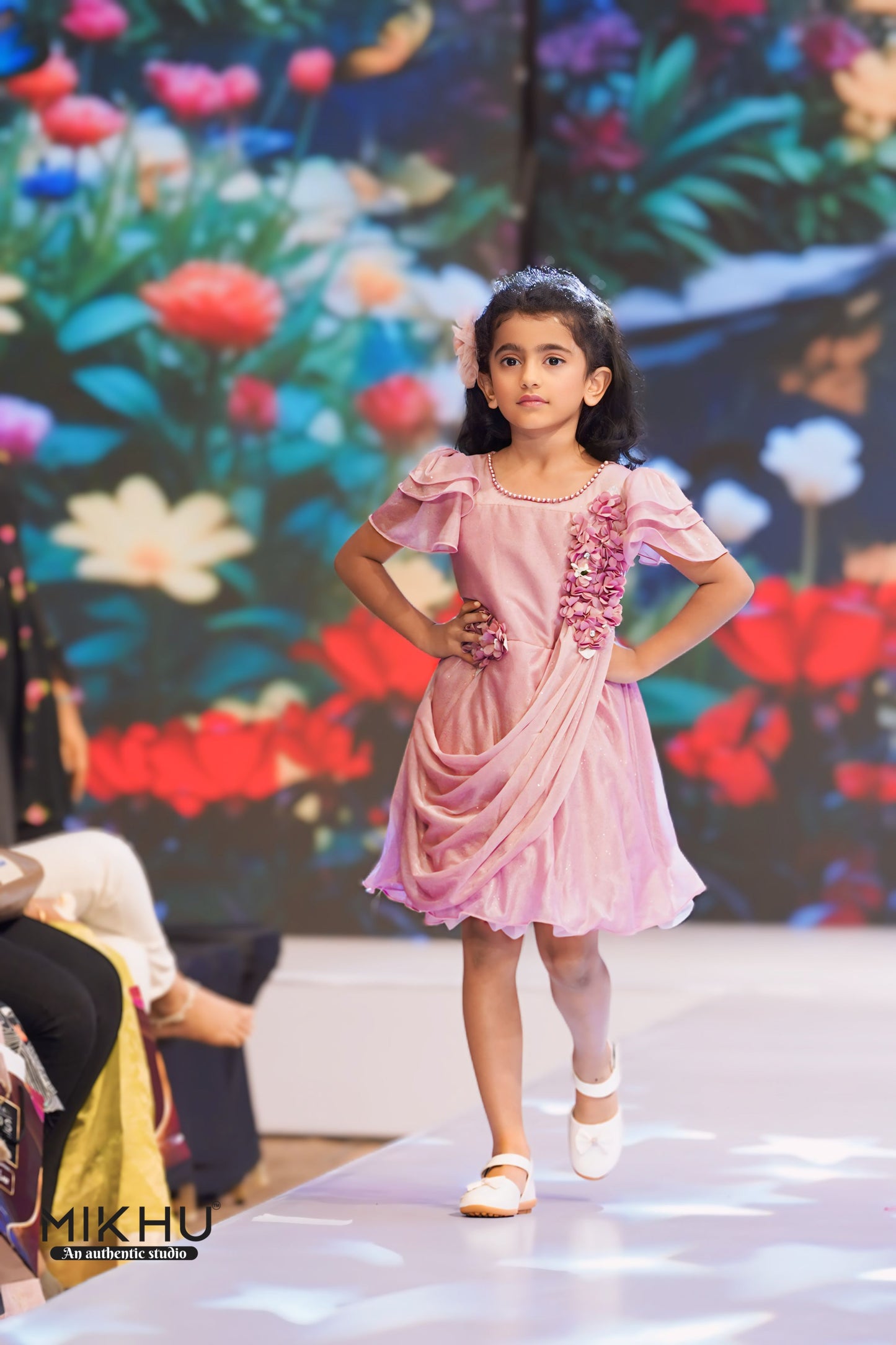 Mauve designer wear kids frock KW001
