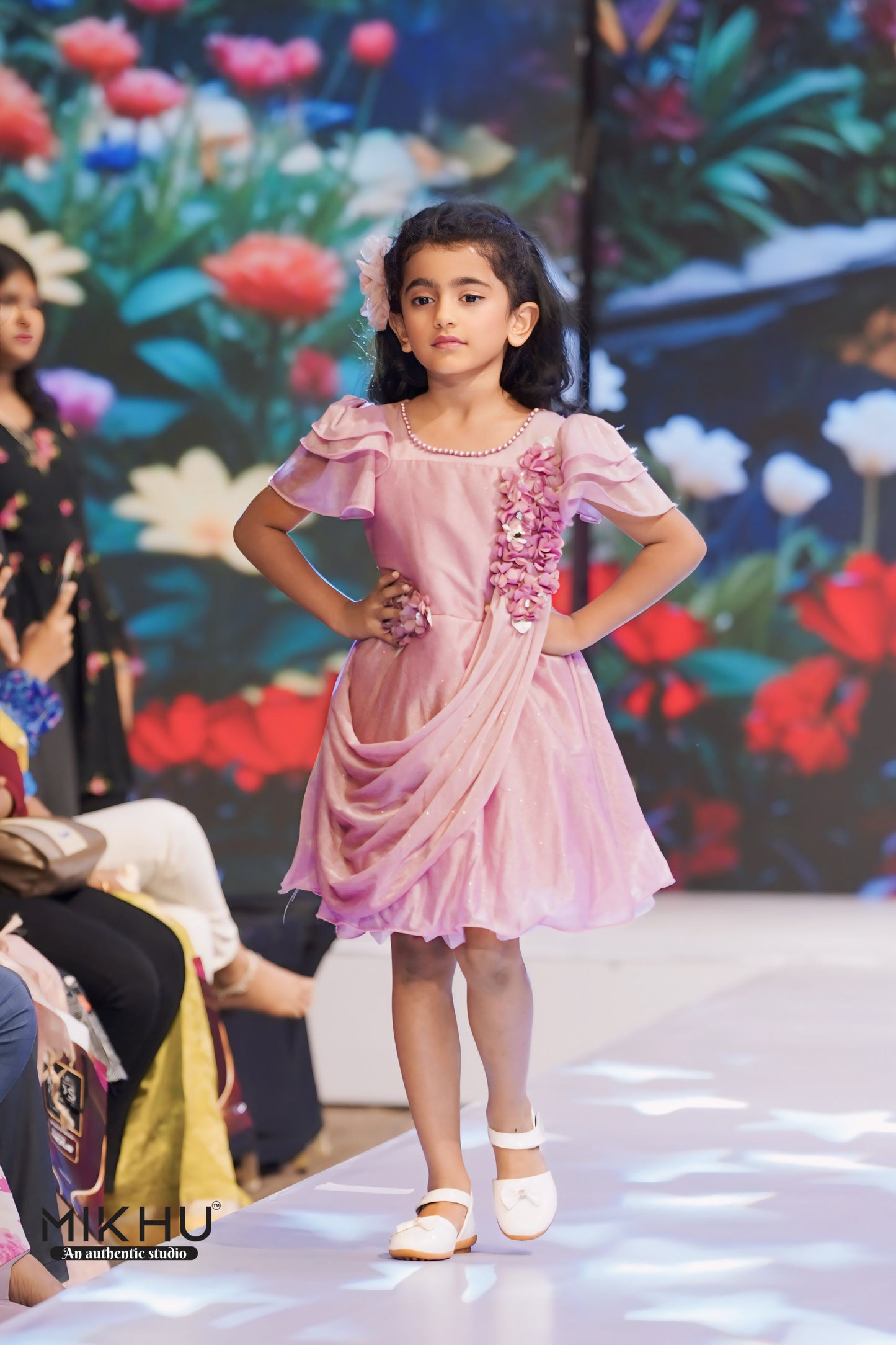 Mauve designer wear kids frock KW001