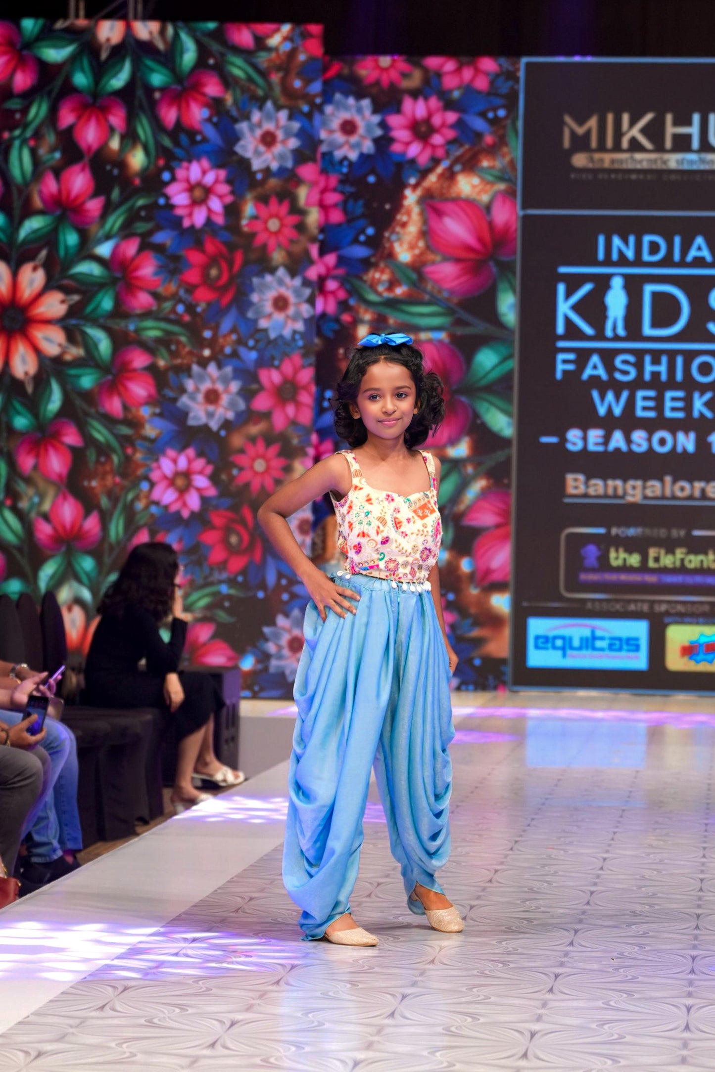 Blue designer kids dhoti& crop top RR006