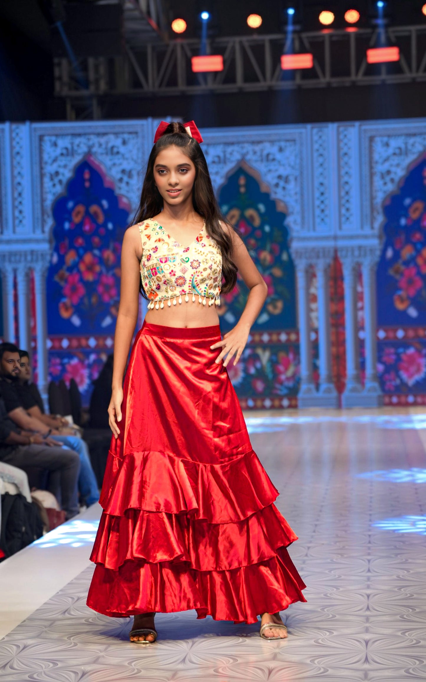 Dark Red designer ruffled skirt & top RR010