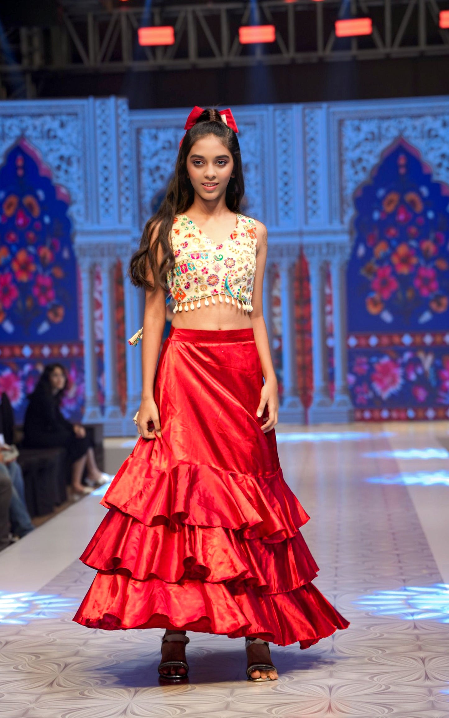 Dark Red designer ruffled skirt & top RR010