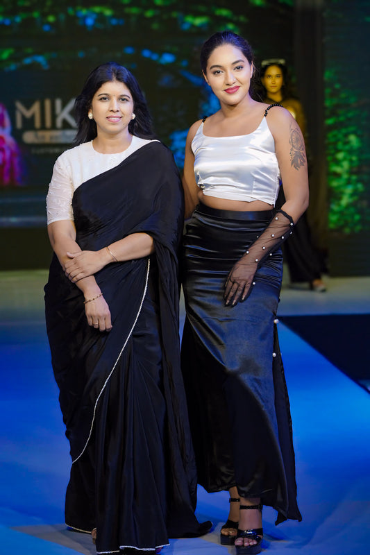 White slip top and black skirt BW001