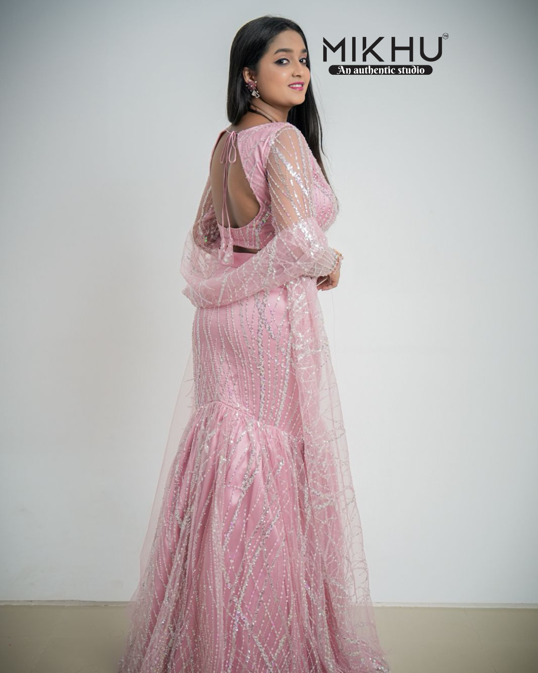 Baby pink mermaid cut lehenga