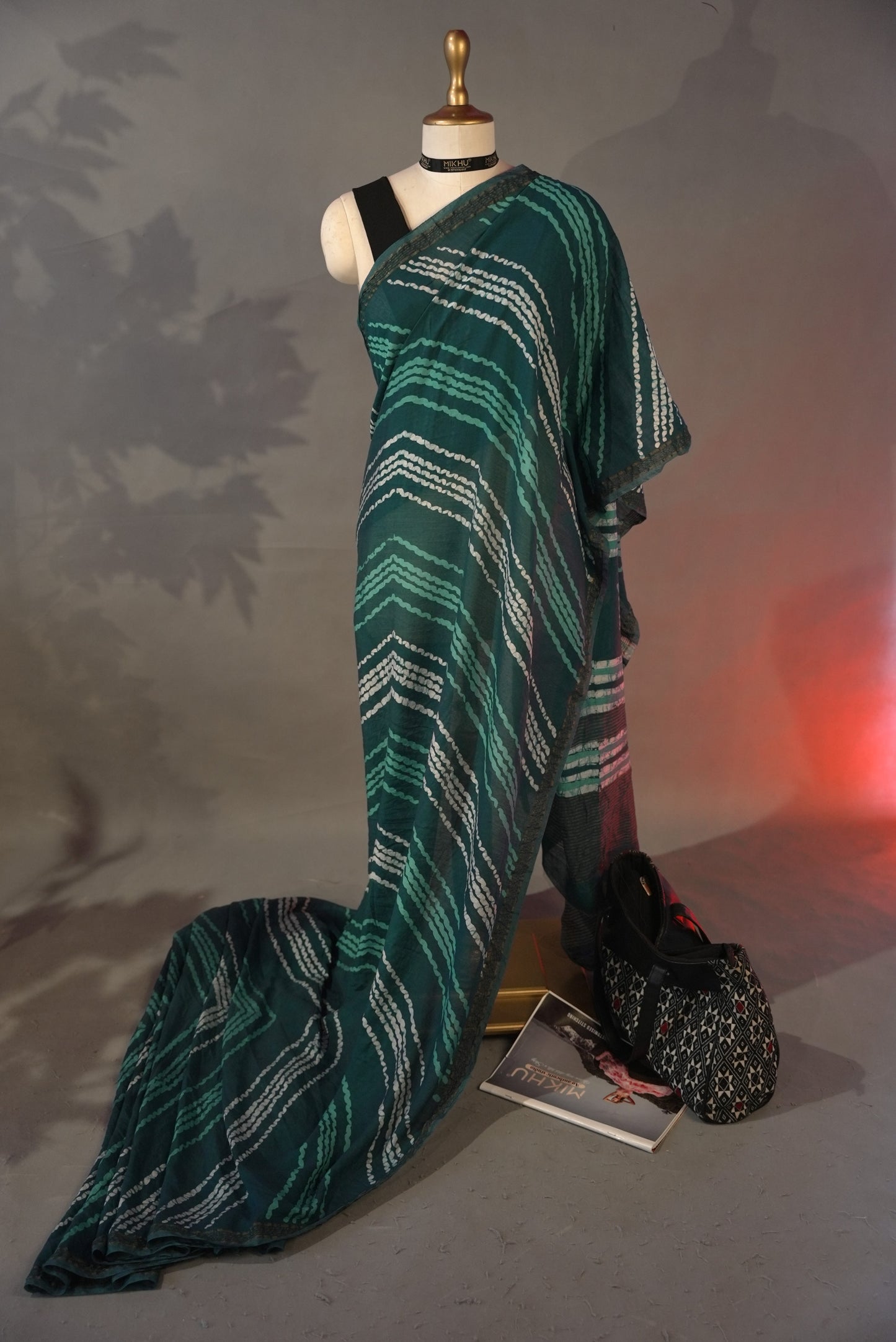 Teal Batik print saree CS008