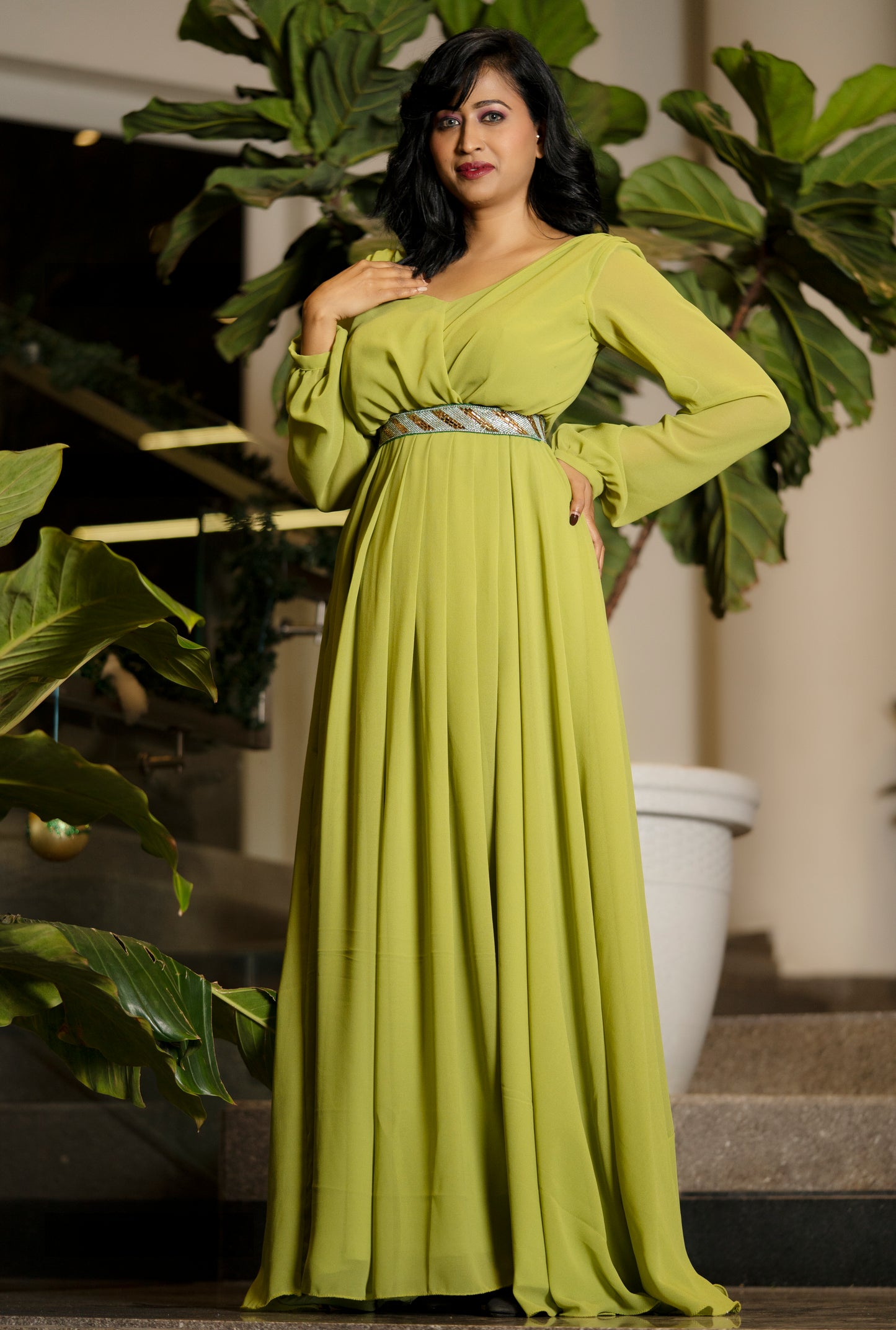 Green pastel gown GN021