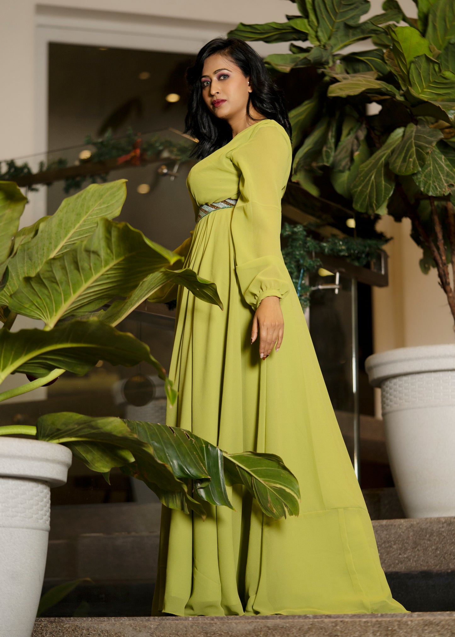 Green pastel gown GN021