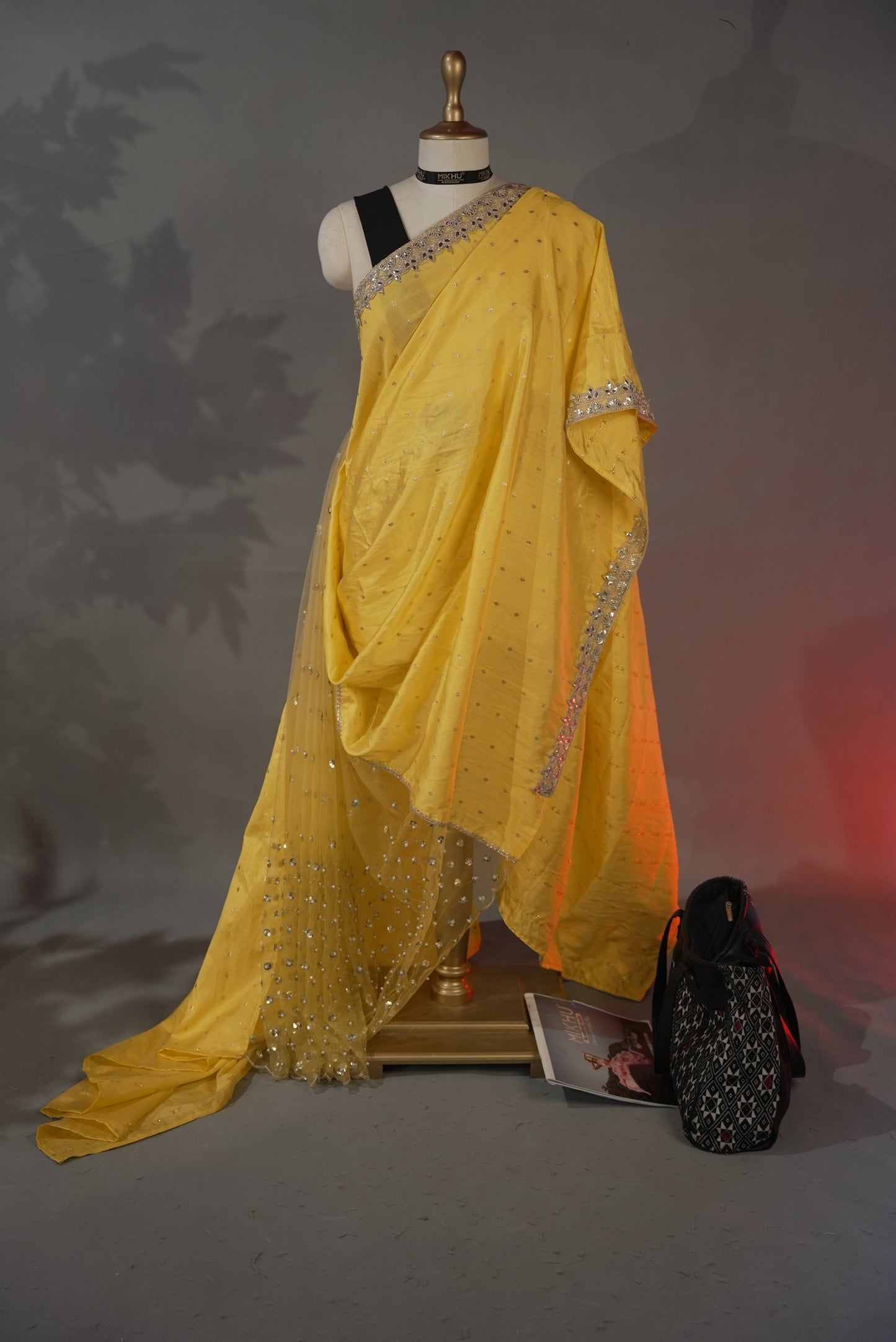 Yellow cotton silk saree DS006