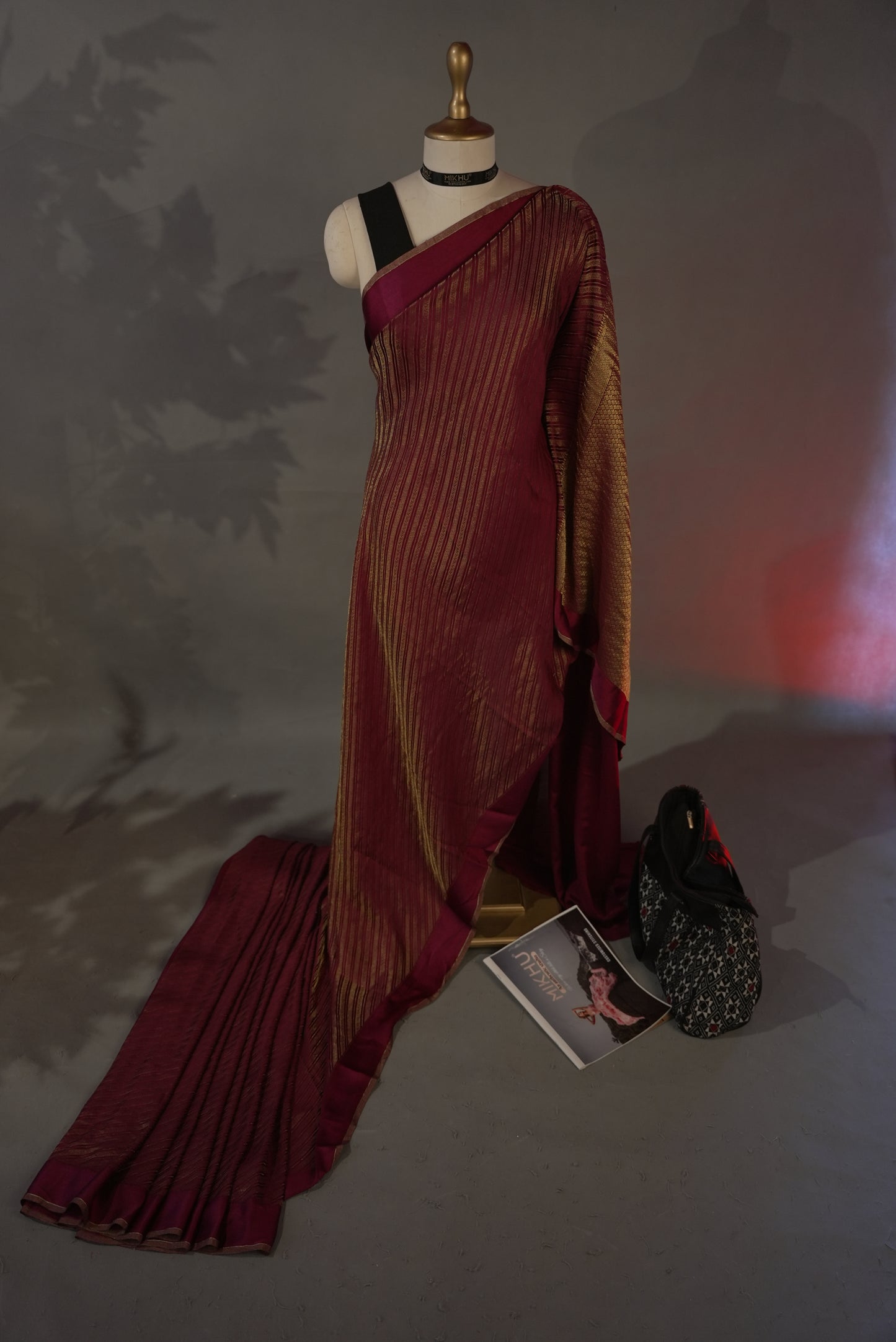 Wine Banarasi Silk saree BS002