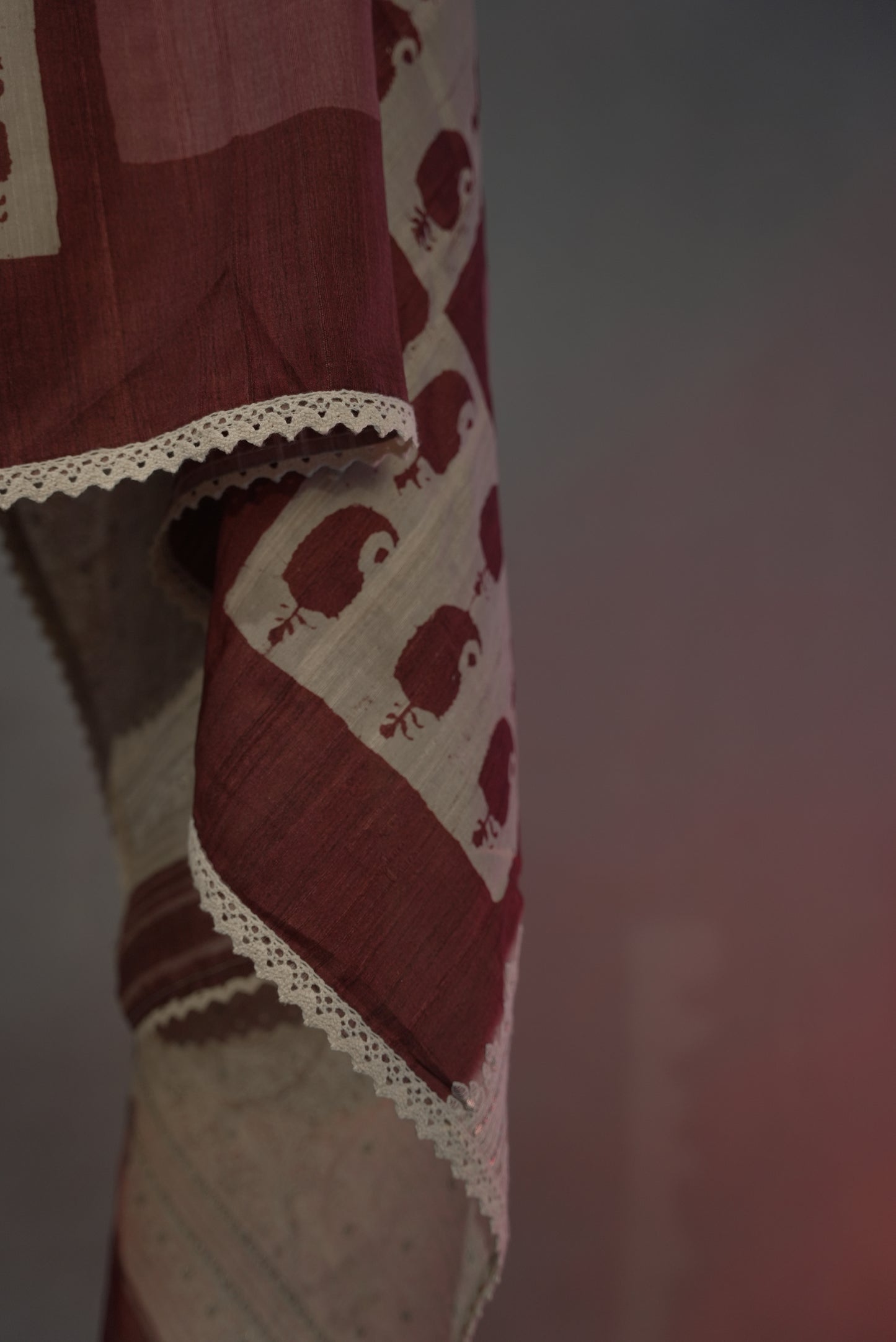 Mauve red Chanderi Cotton saree CC004
