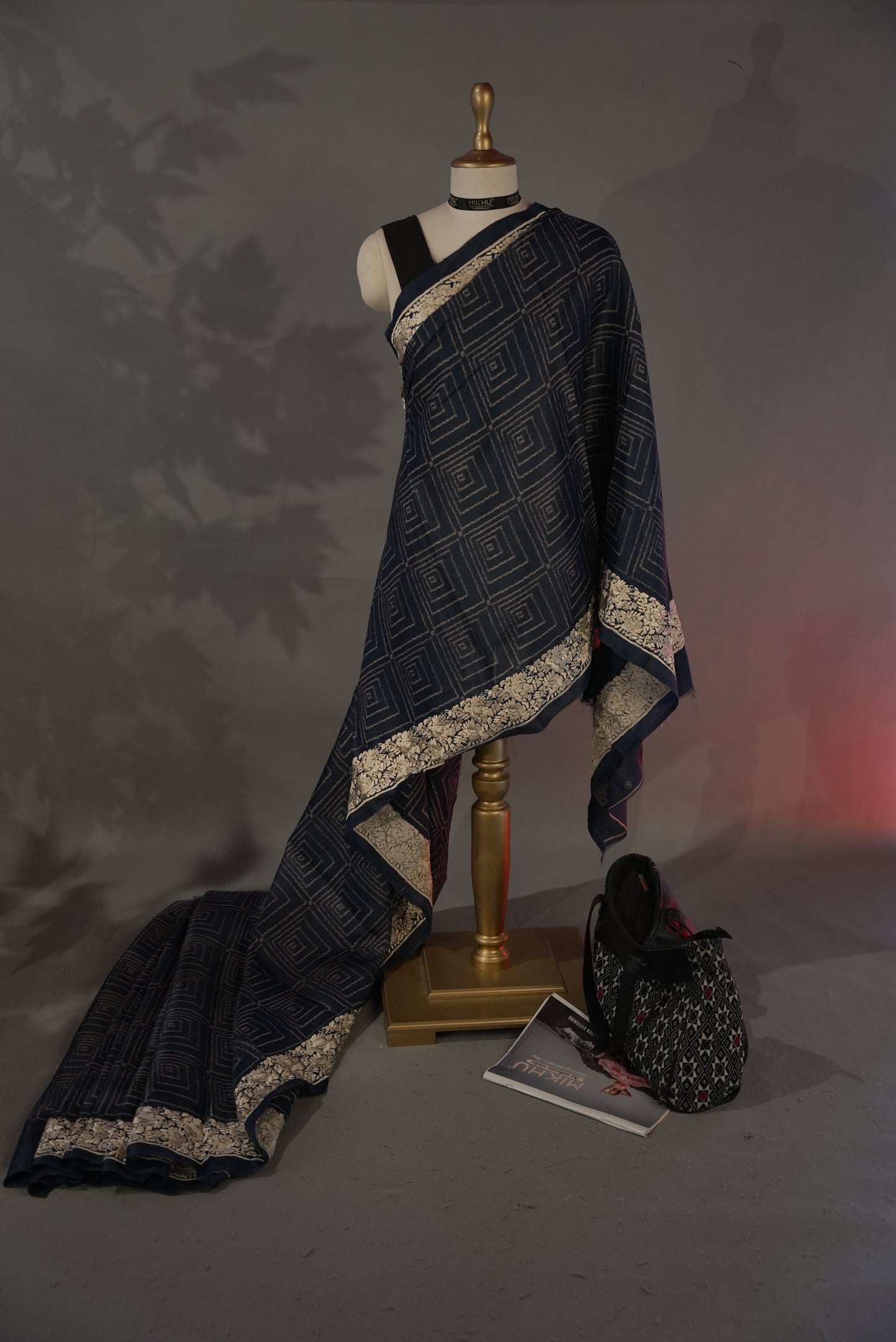 Navy blue cotton saree CS009