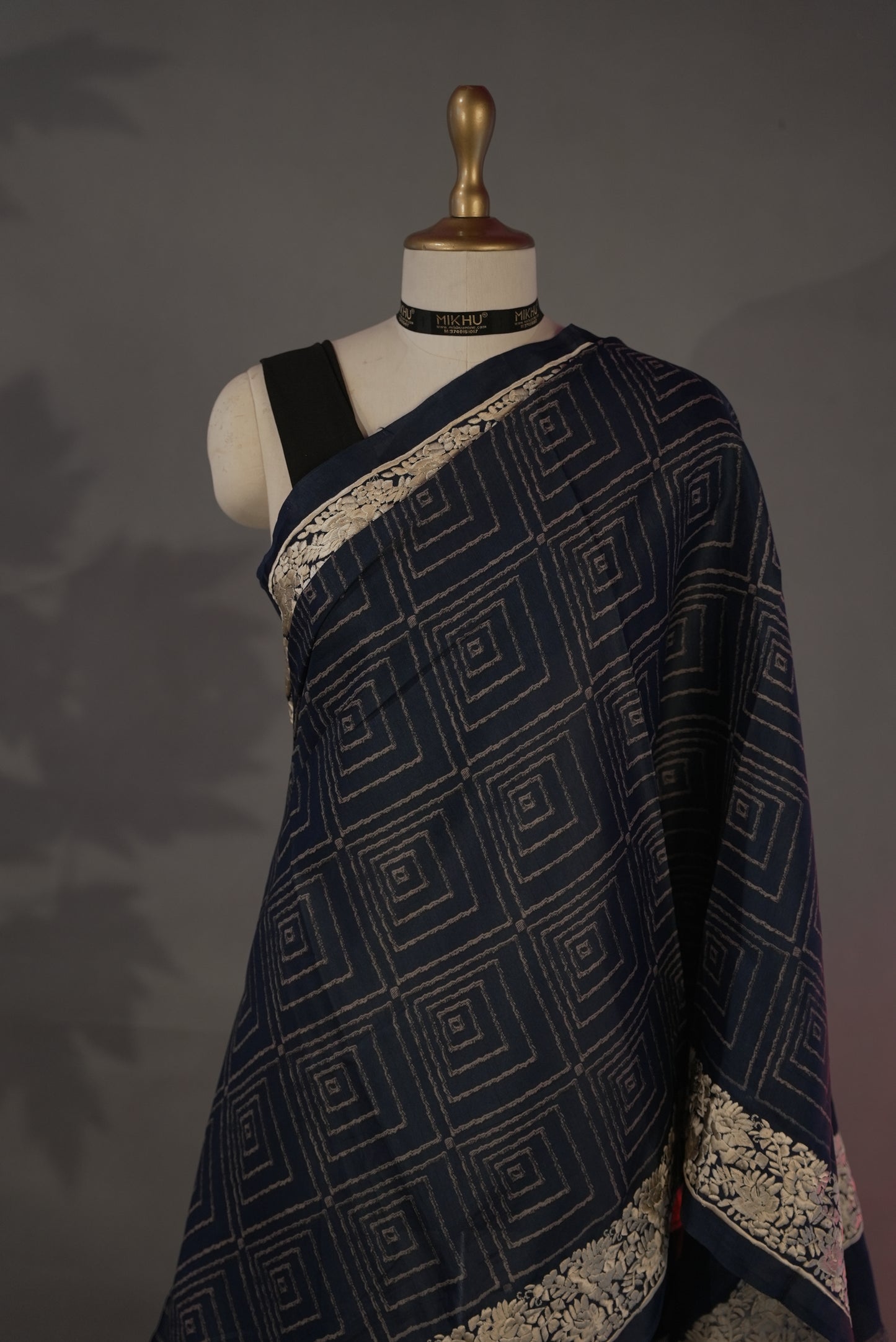 Navy blue cotton saree CS009