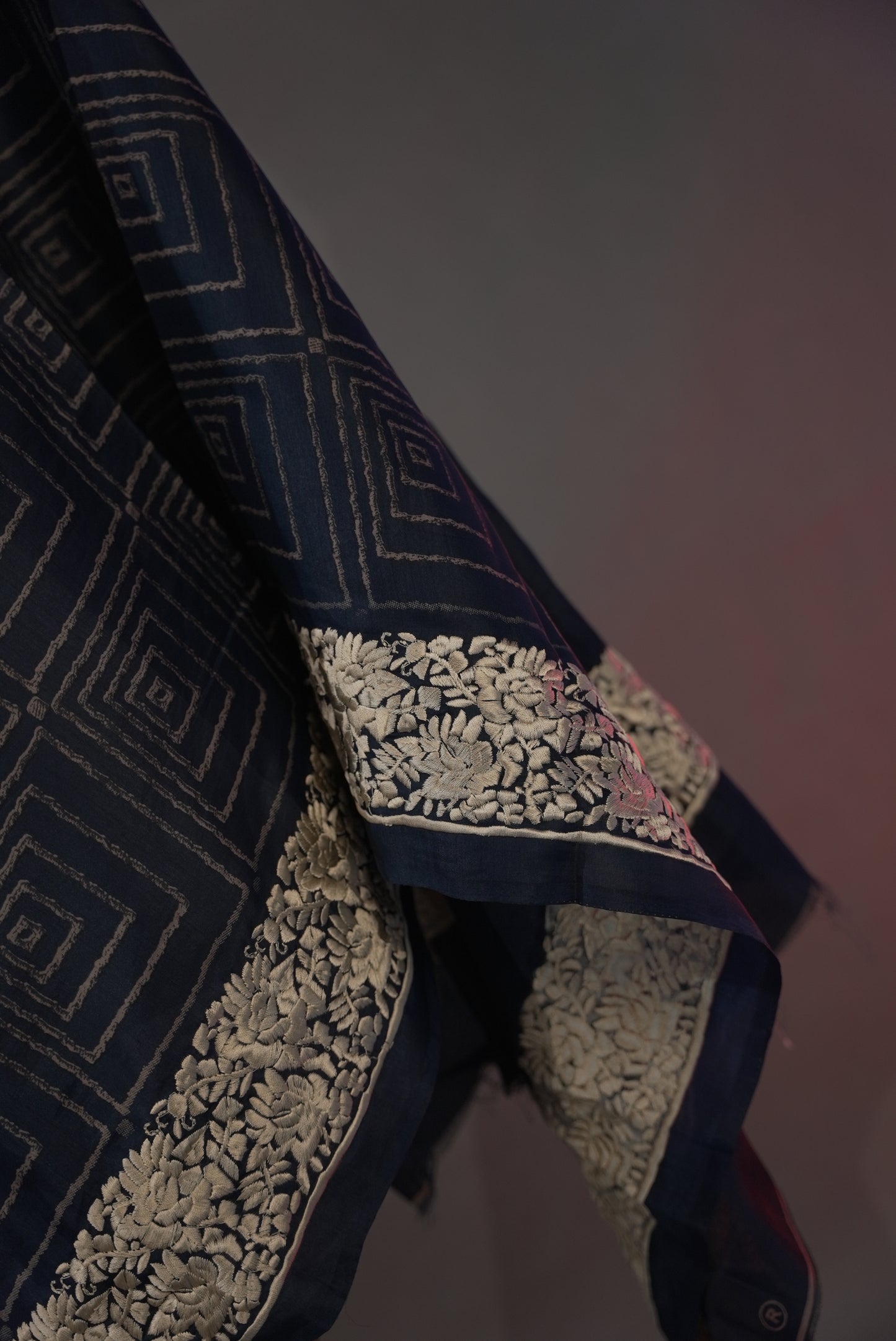 Navy blue cotton saree CS009