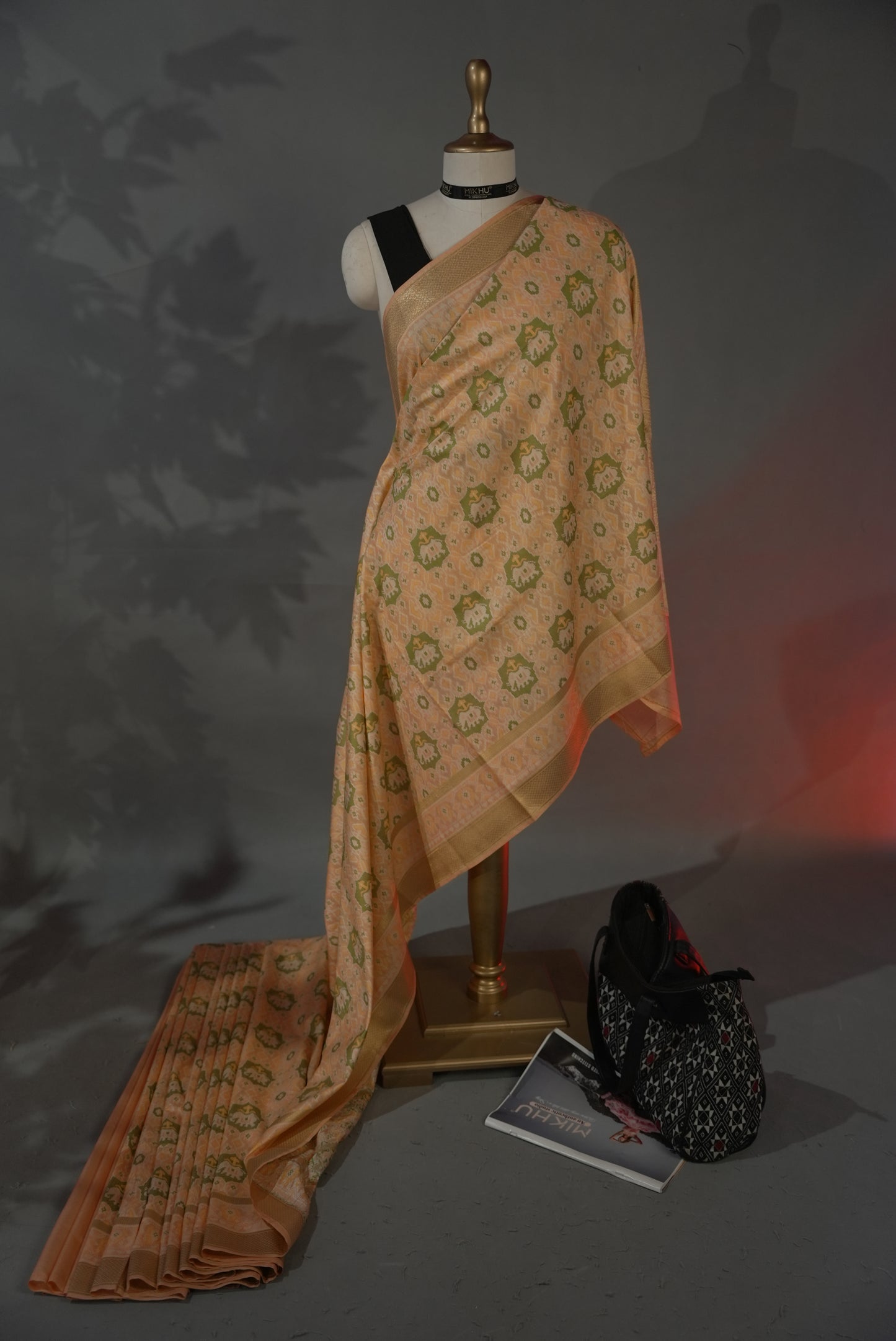Peach tussar silk saree TS002