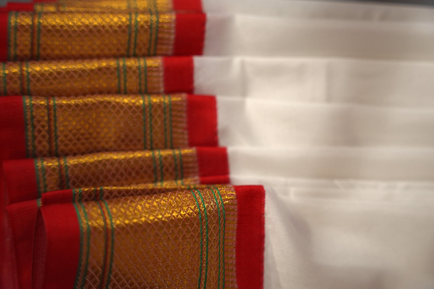 White & Red Saree CS013