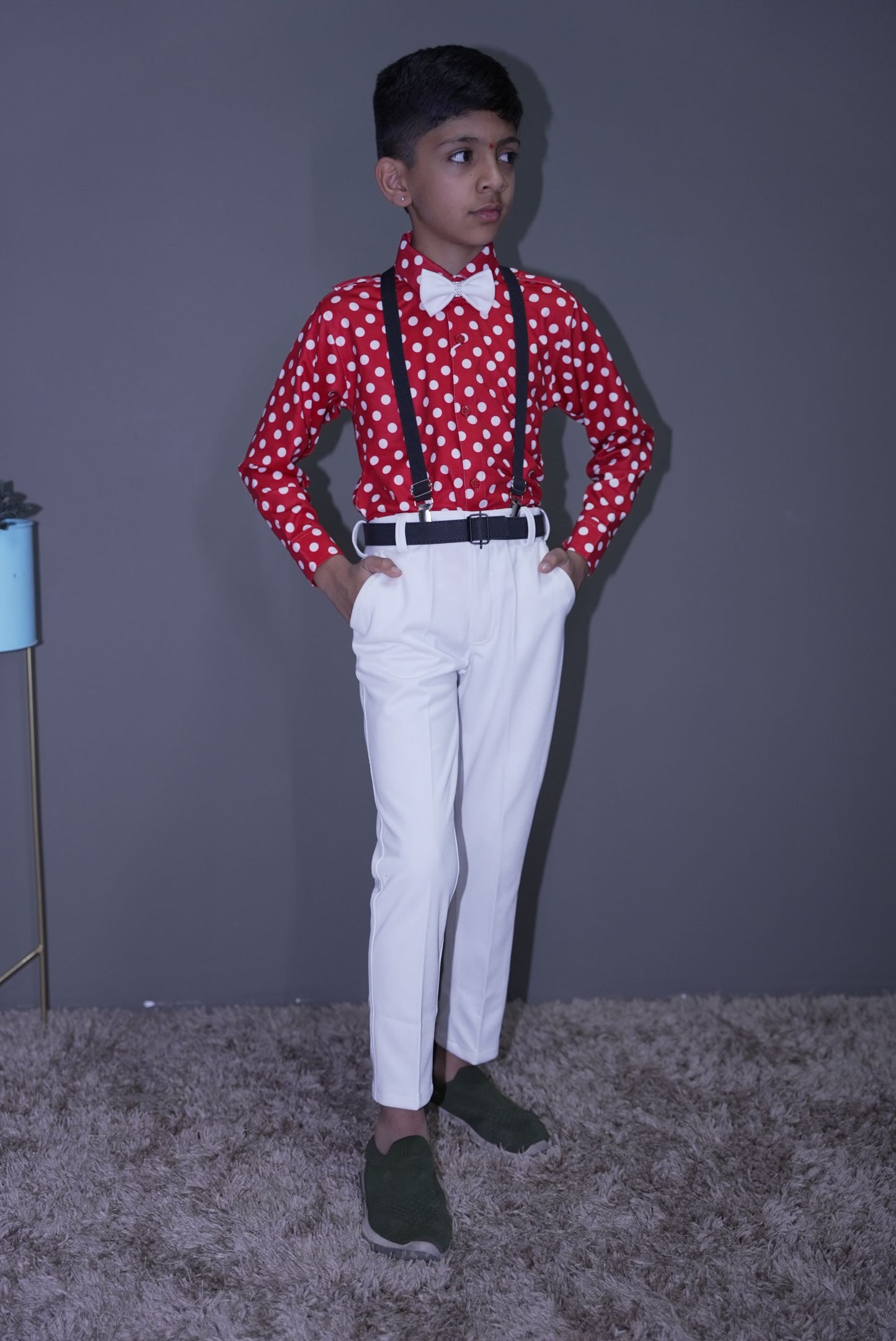 Boys Polka doted suspender set KW048