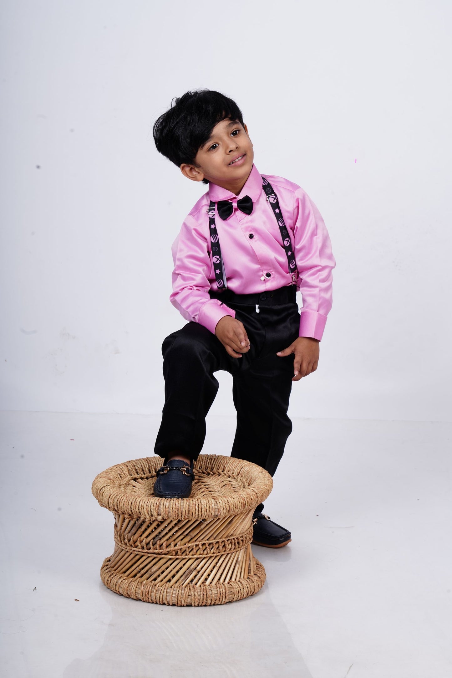 Boys pink and black suspender set KW067