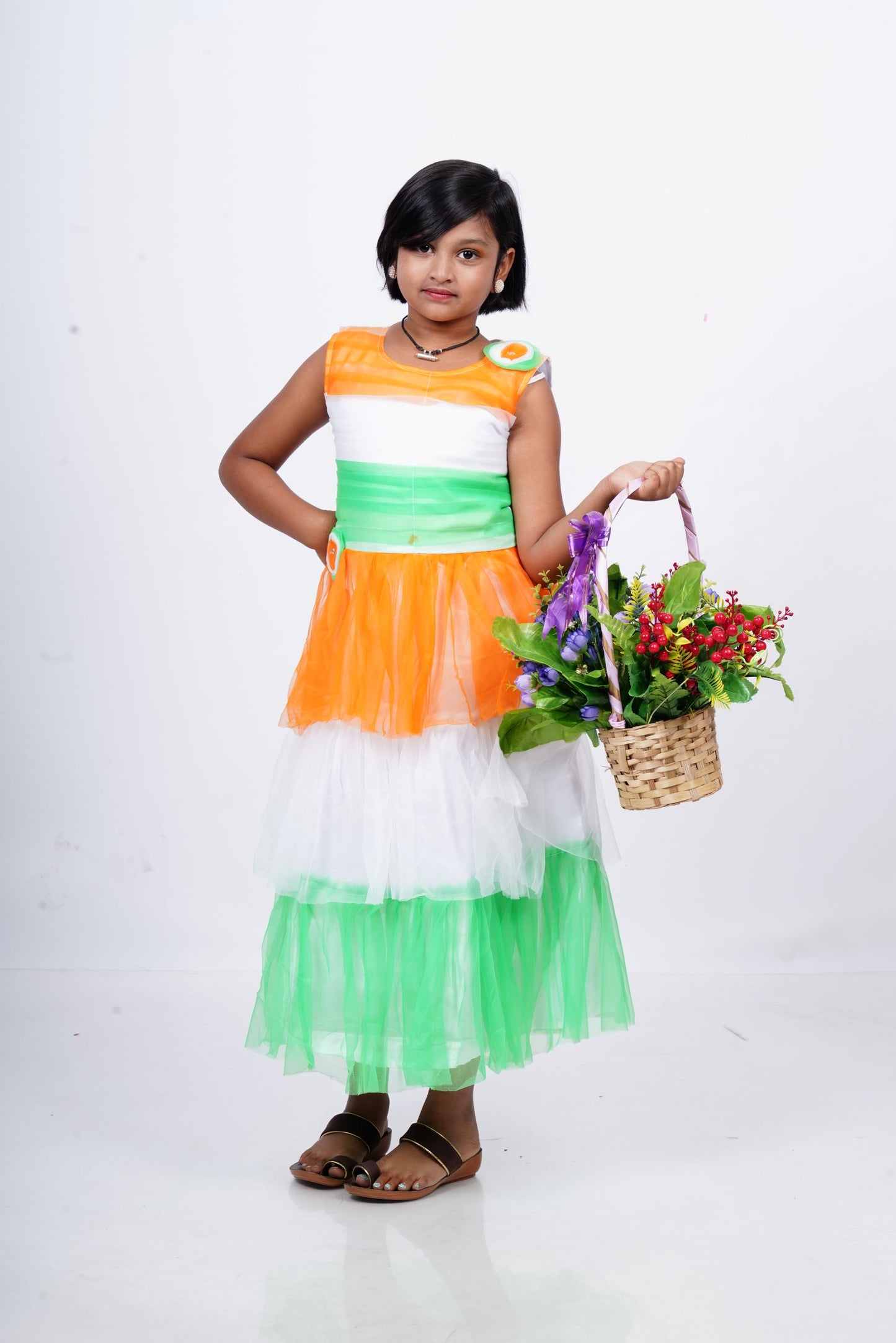 Girls tricolor long frock
