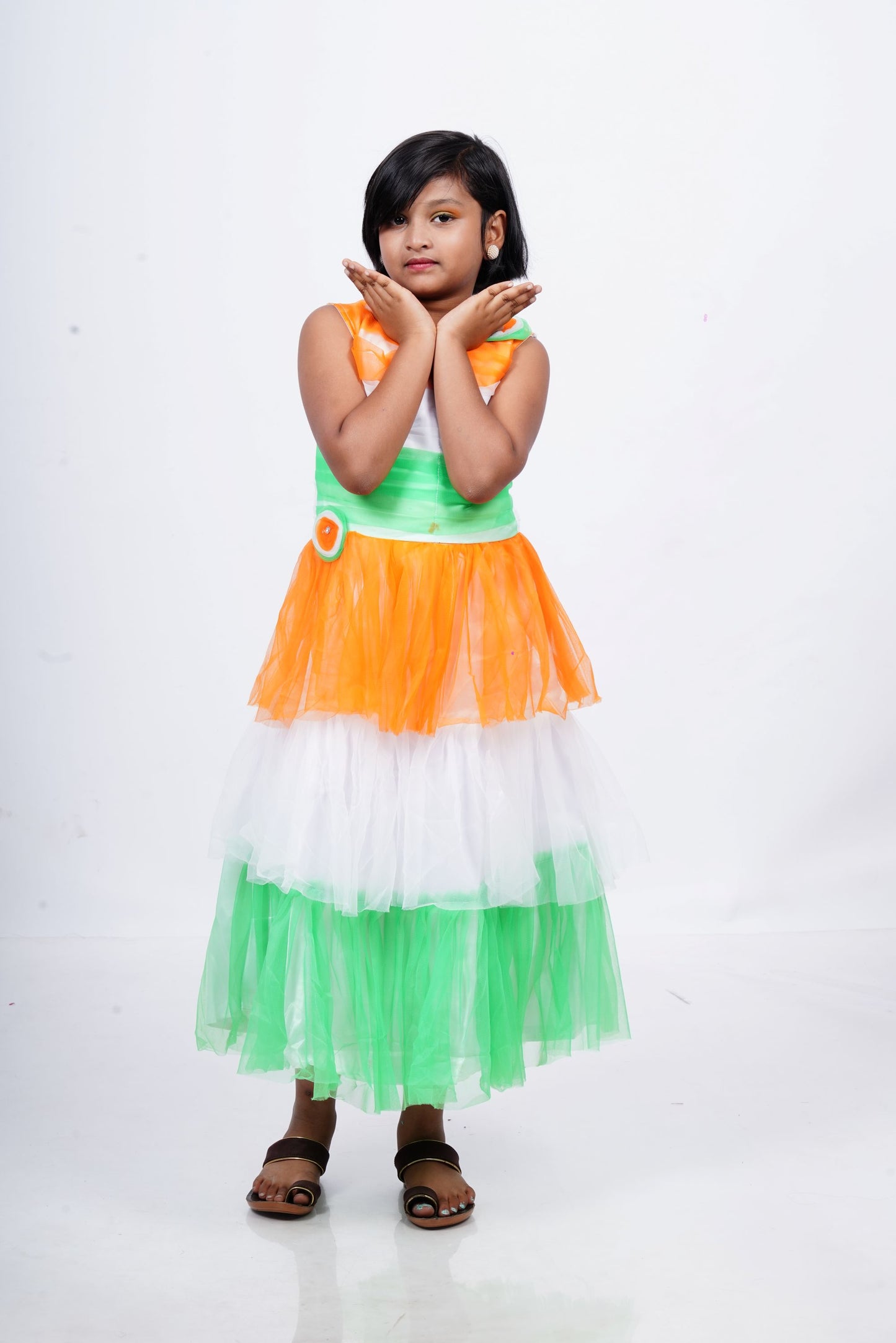Girls tricolor long frock