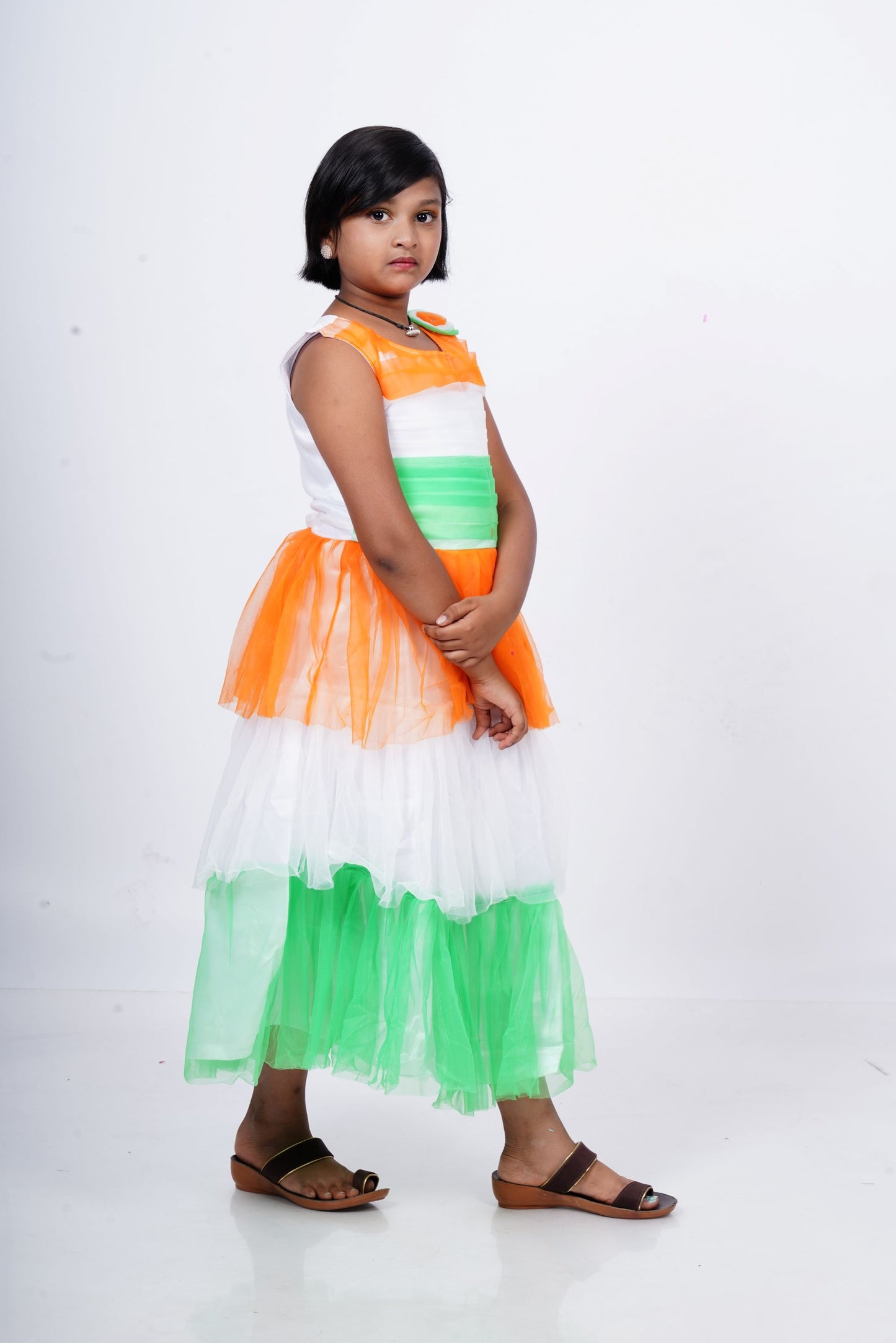 Girls tricolor long frock