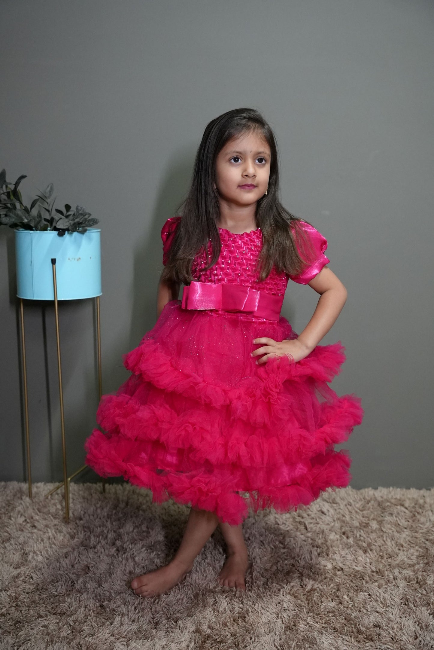Dark pink party wear frock KW044