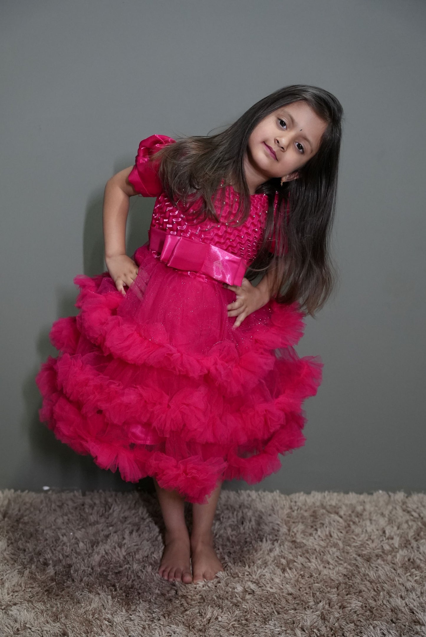 Dark pink party wear frock KW044