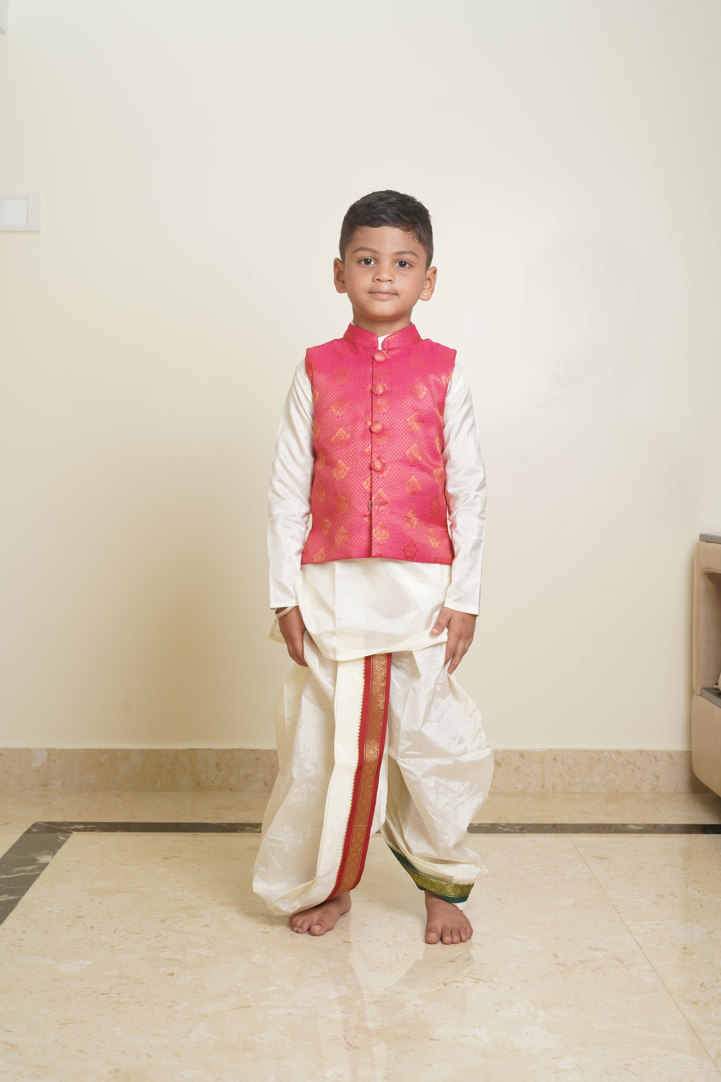 Pink and Creme ethnic kids wear
