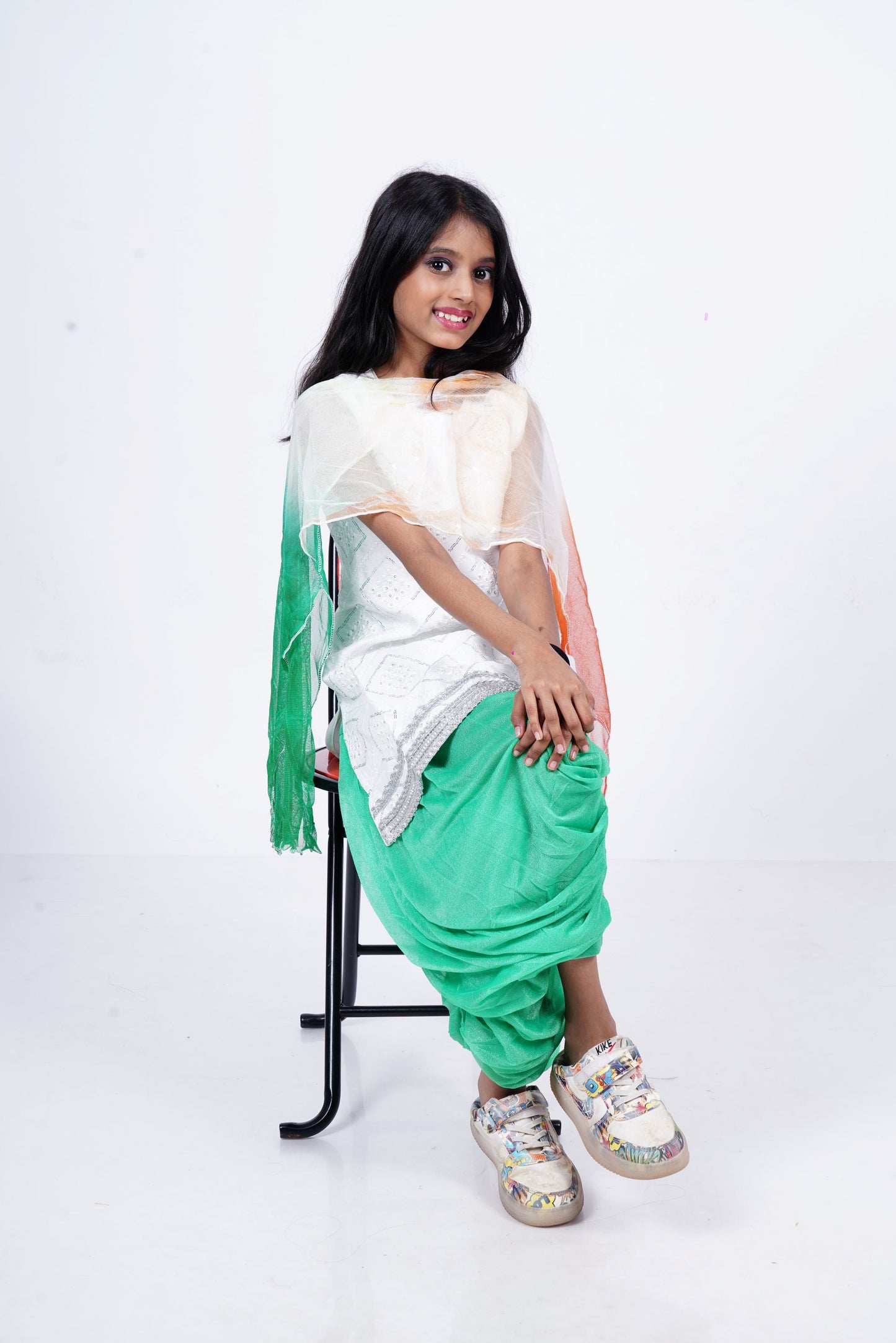 Girls tricolor Kurta-Patiala set