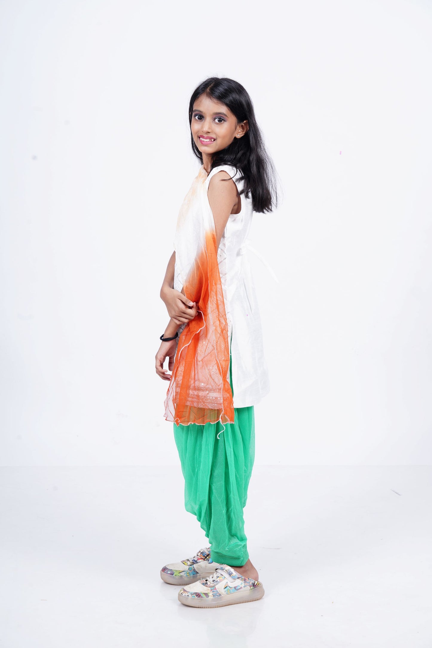 Girls tricolor Kurta-Patiala set