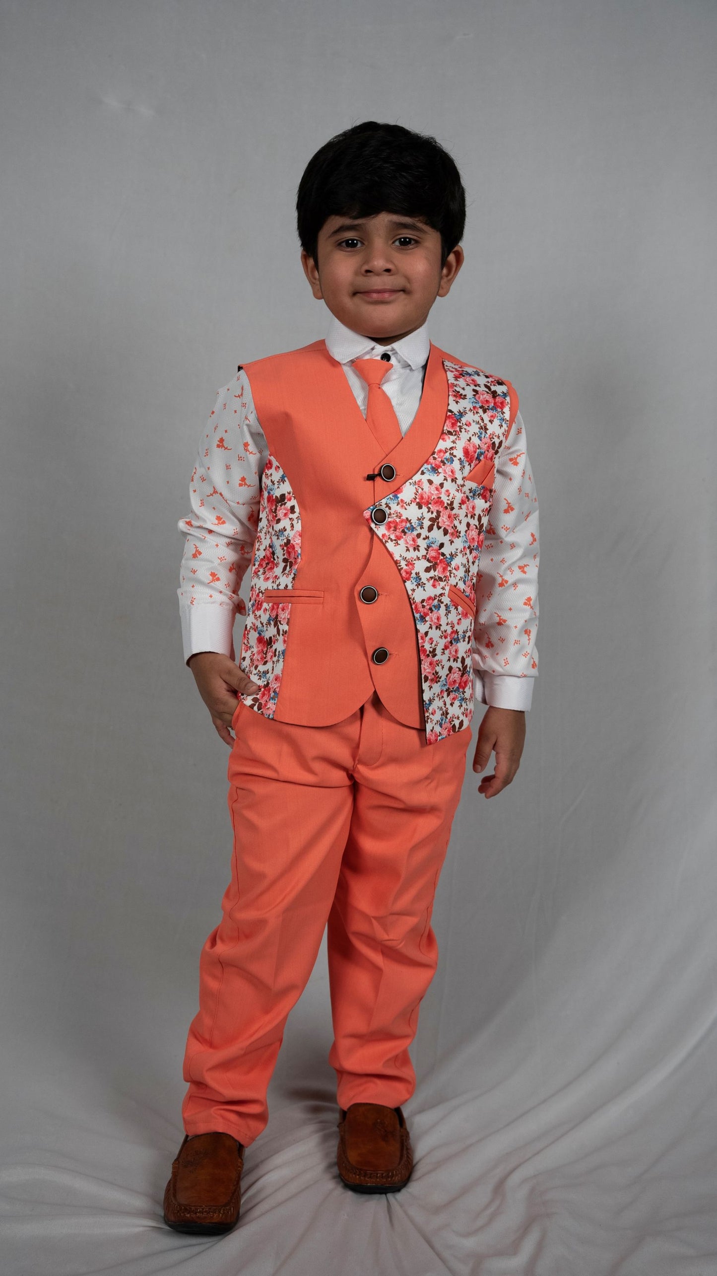 Peach color boys suit set KW049