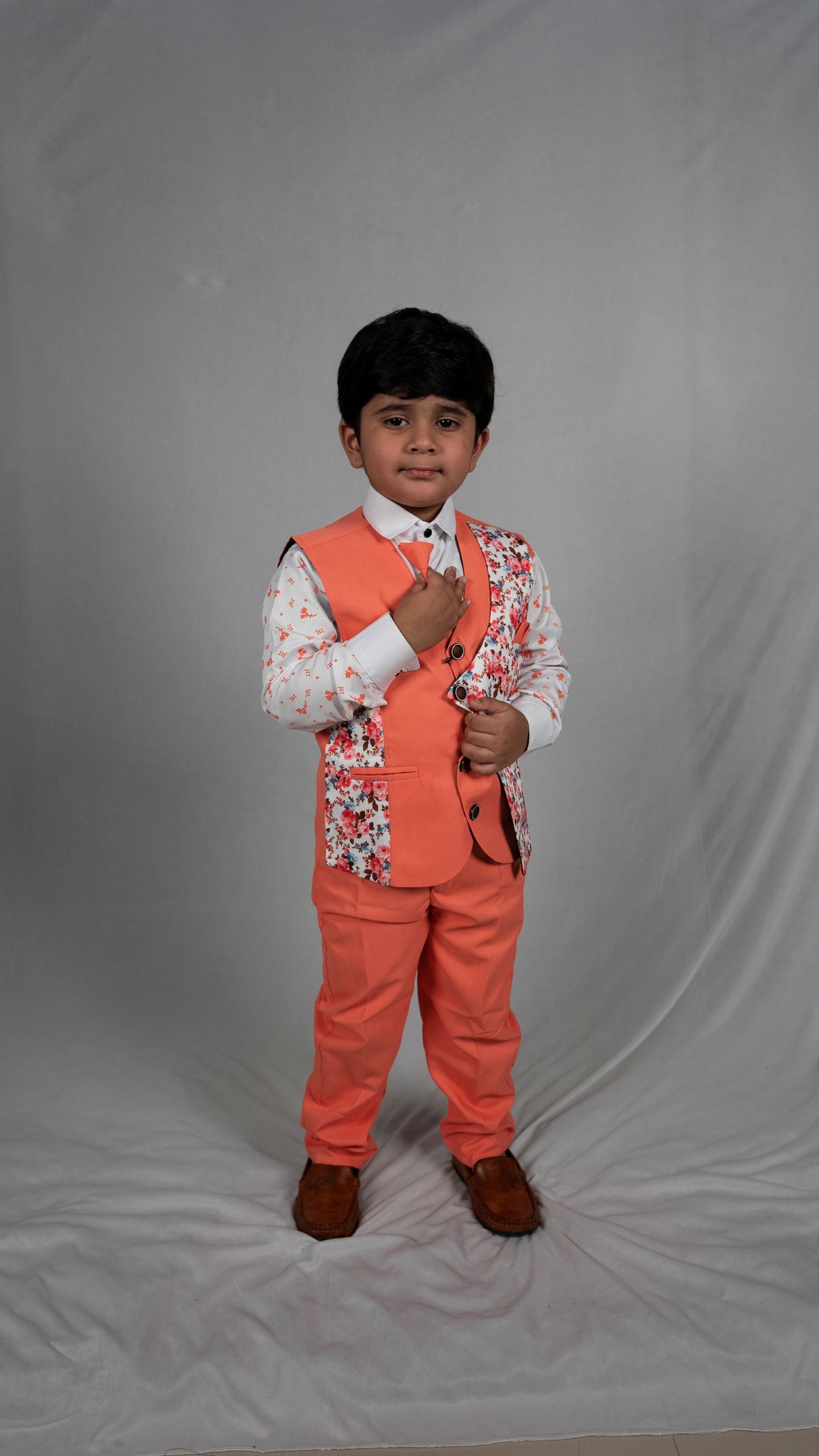 Peach color boys suit set KW049