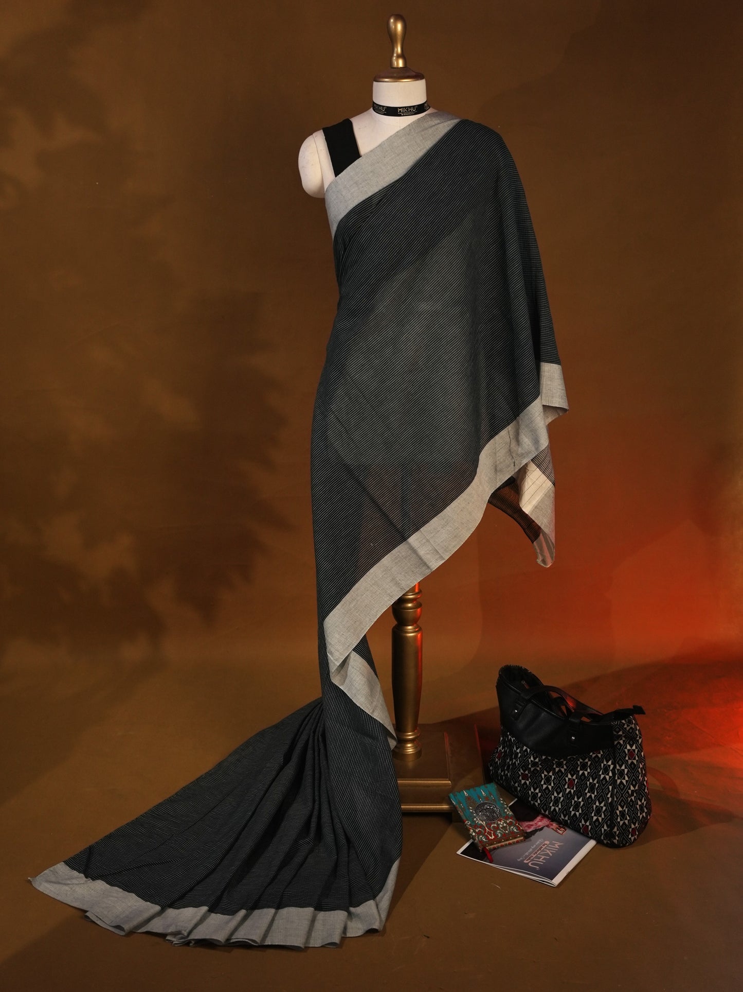 Dark green cotton saree CS007