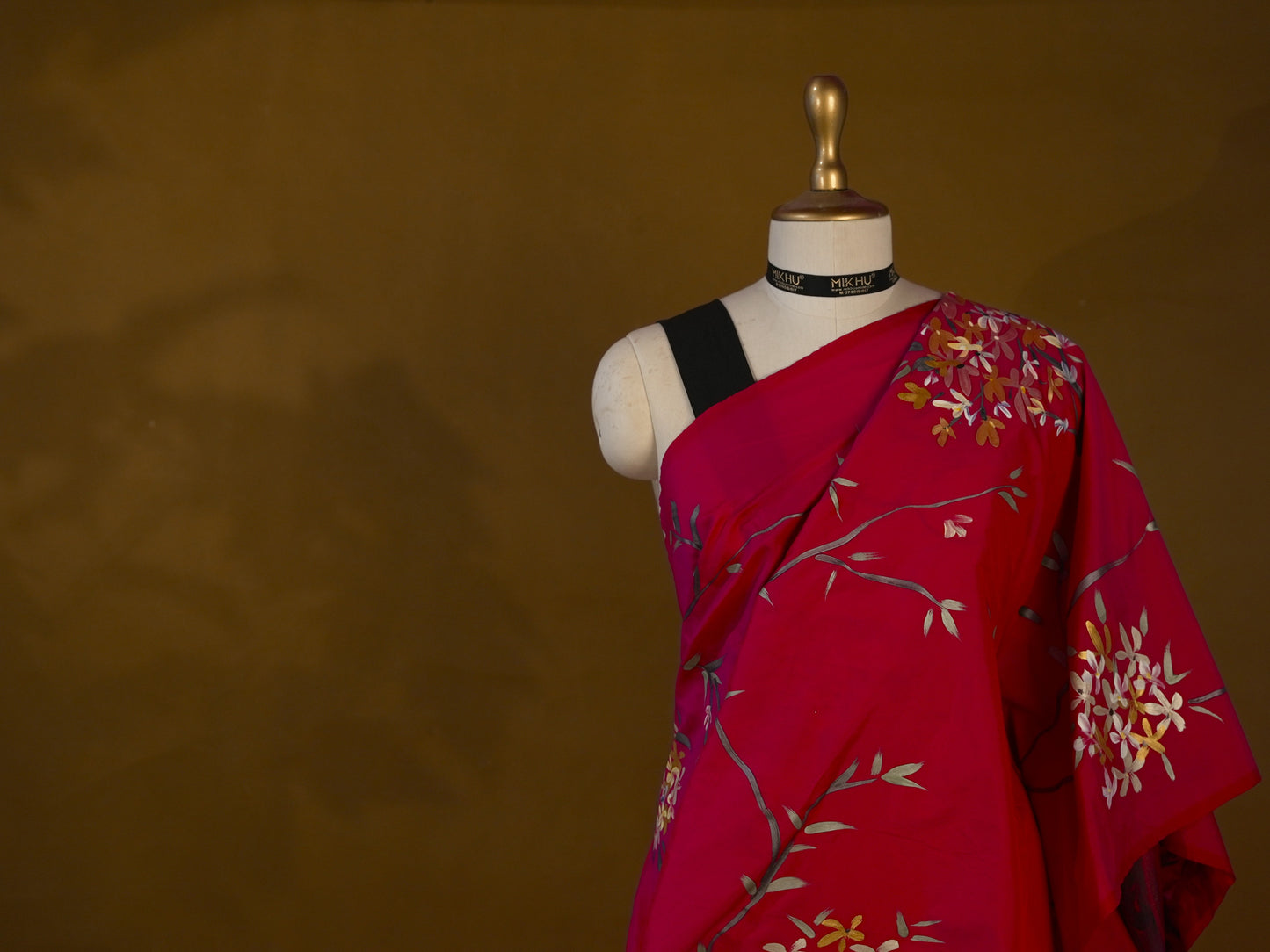Pink floral handpainted saree HP012