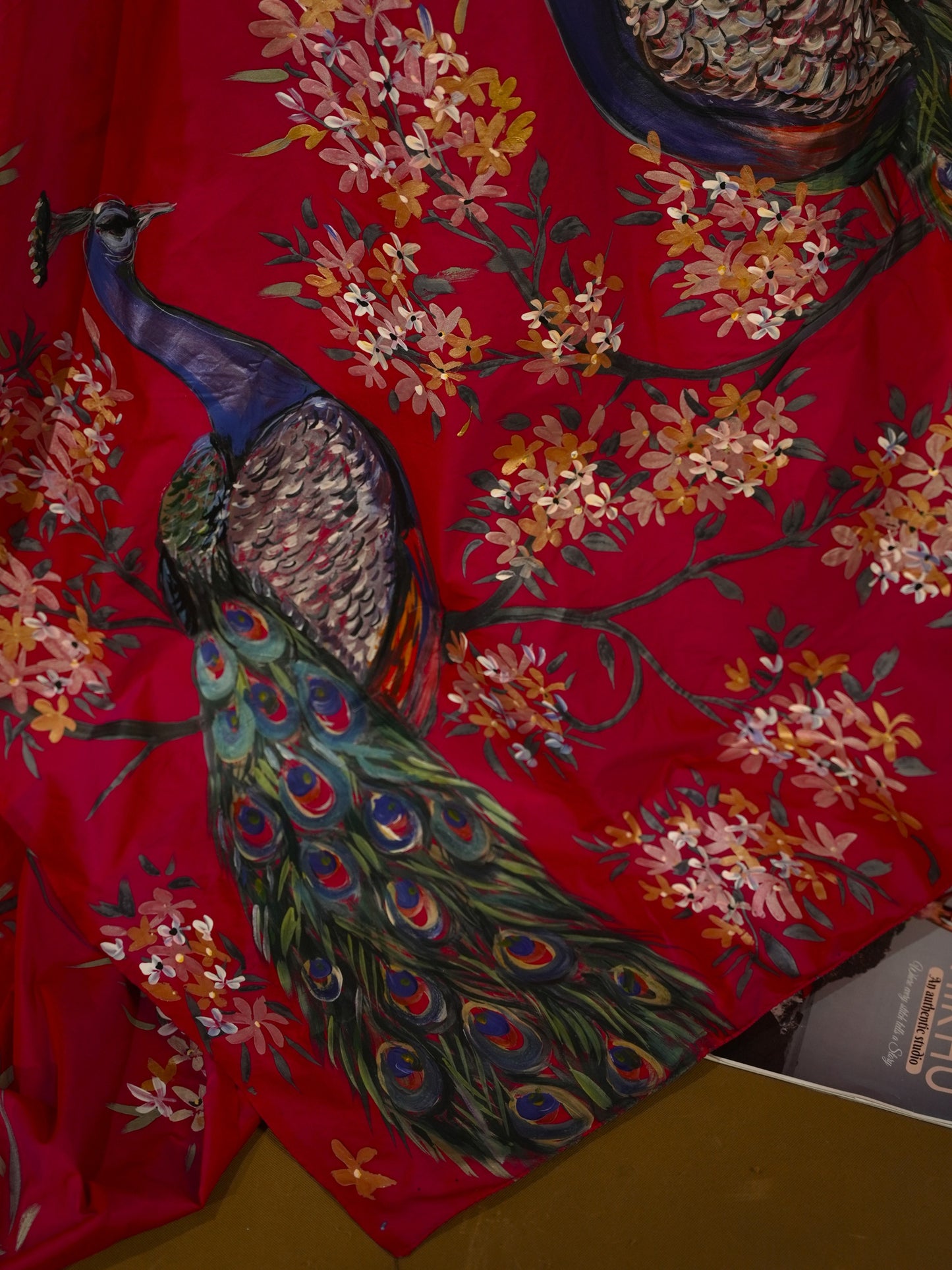 Pink floral handpainted saree HP012