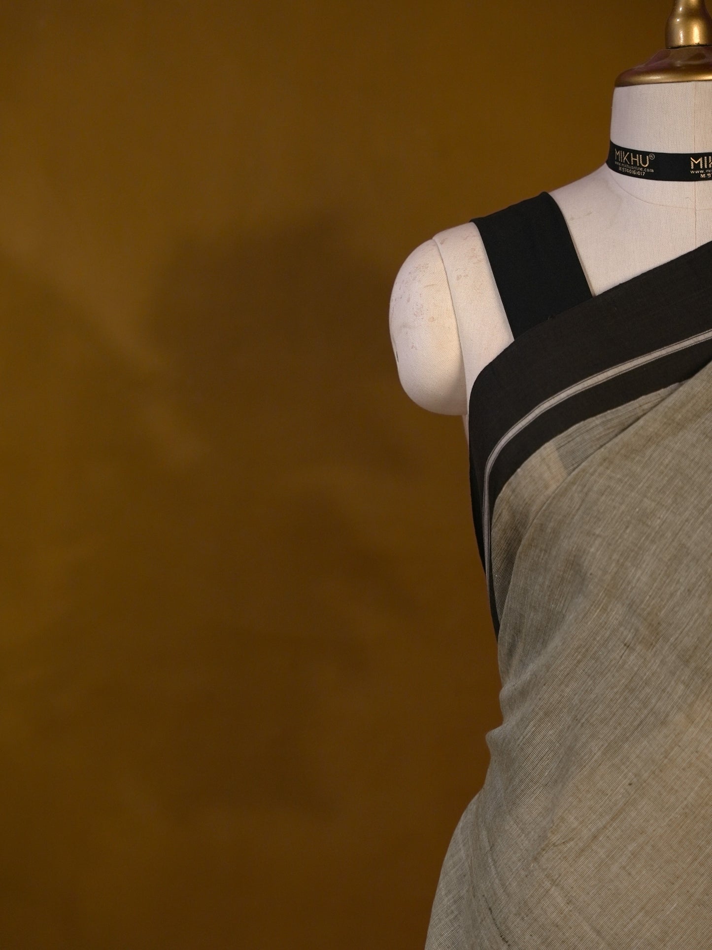Grey cotton saree with black border CS005