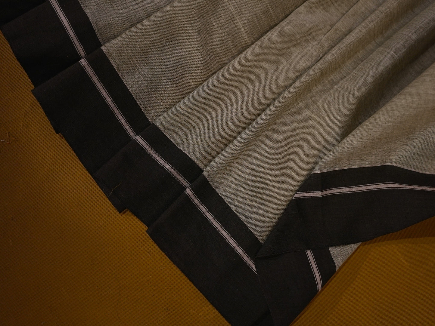 Grey cotton saree with black border CS005