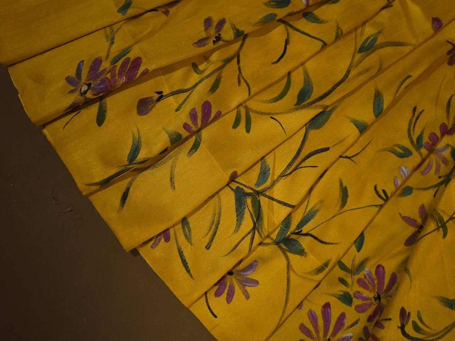 Yellow handpainted saree HP010