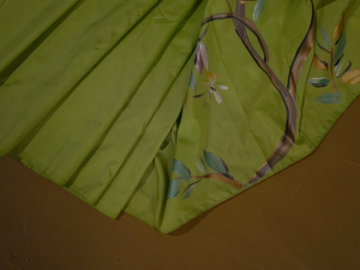Green elegant handpainted saree HP009