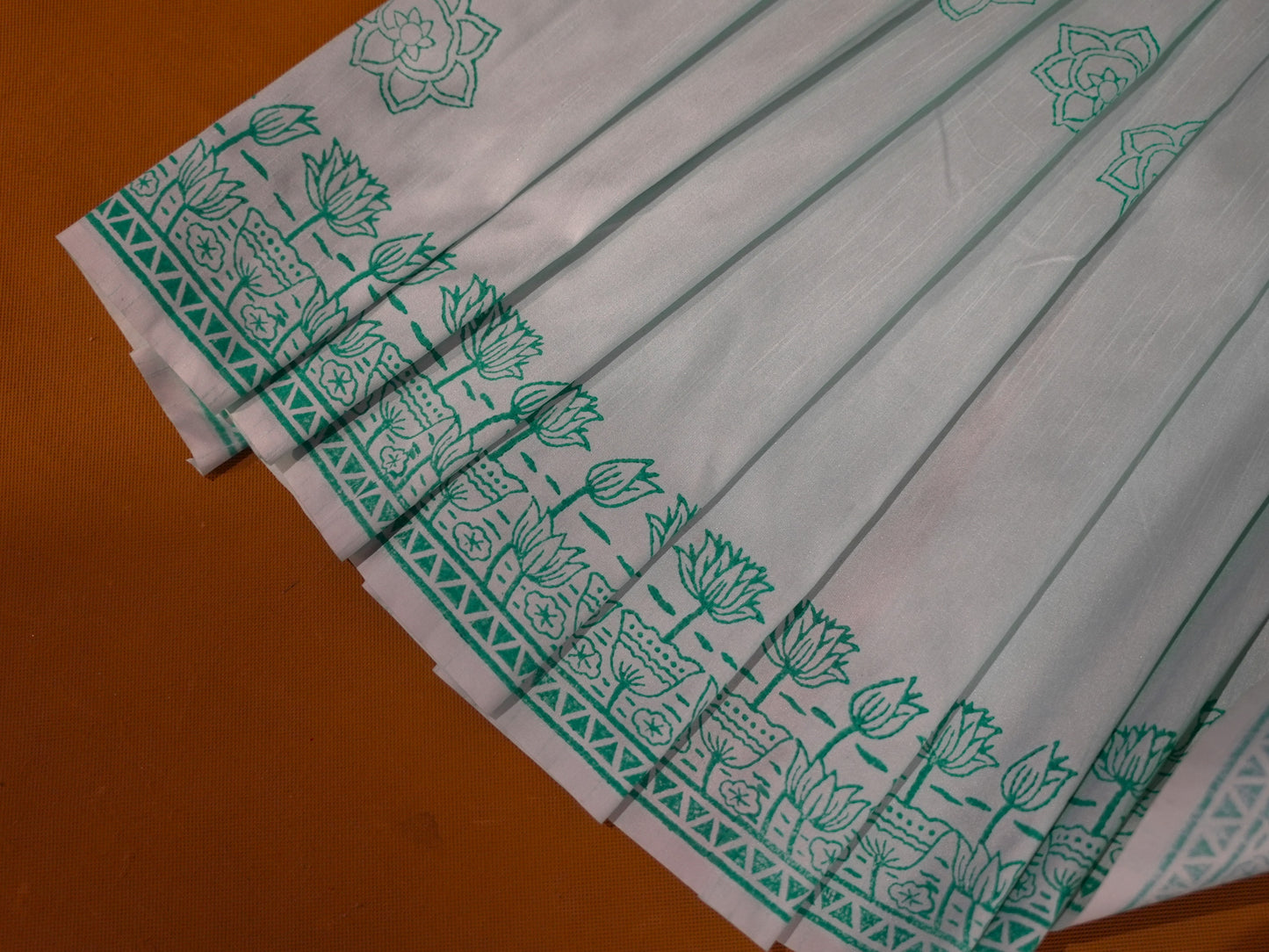Light blue handpainted saree HP006