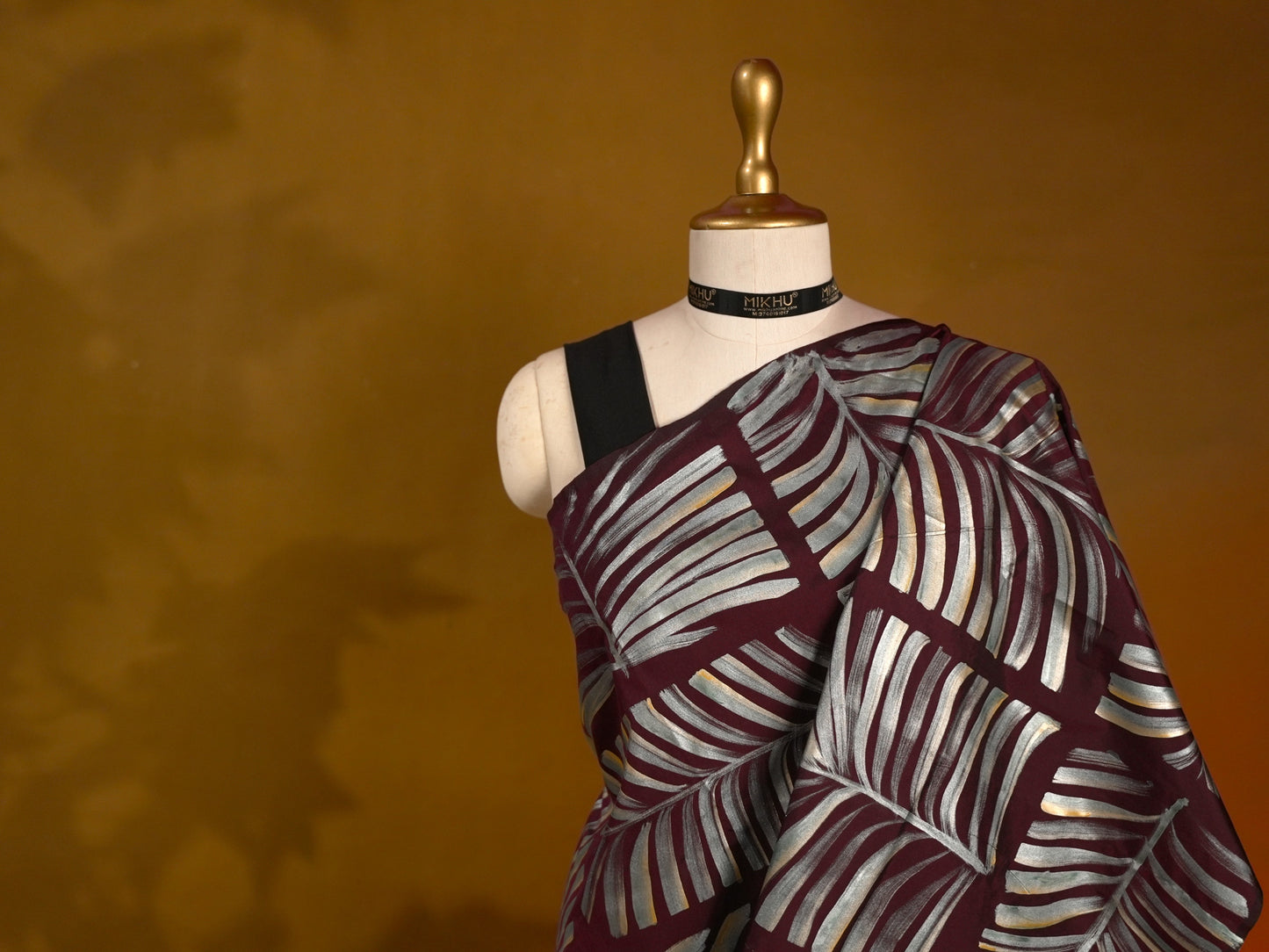 Maroon handpainted saree HP004