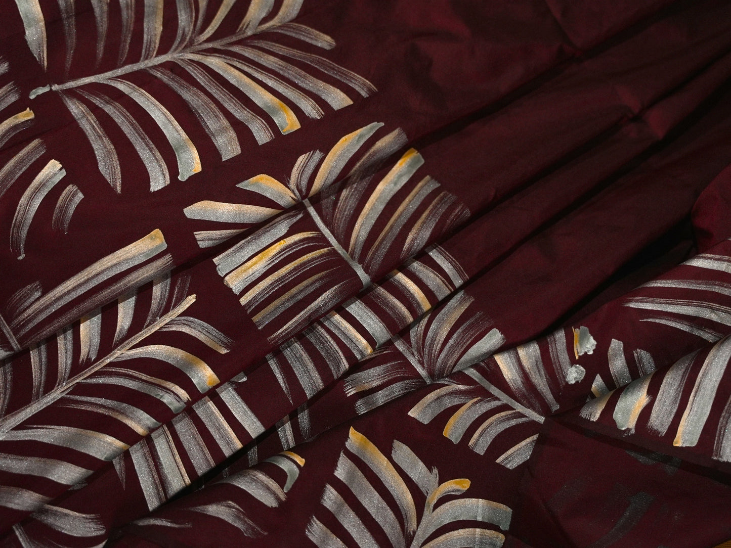 Maroon handpainted saree HP004