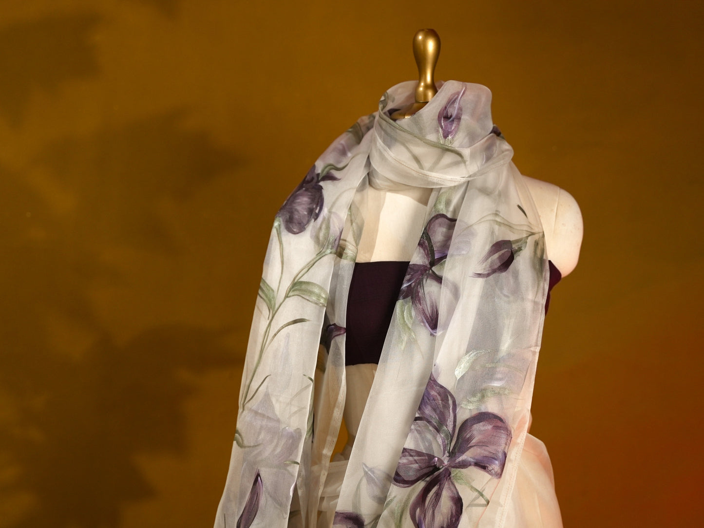 White organza Handpainted Designer Saree HP003