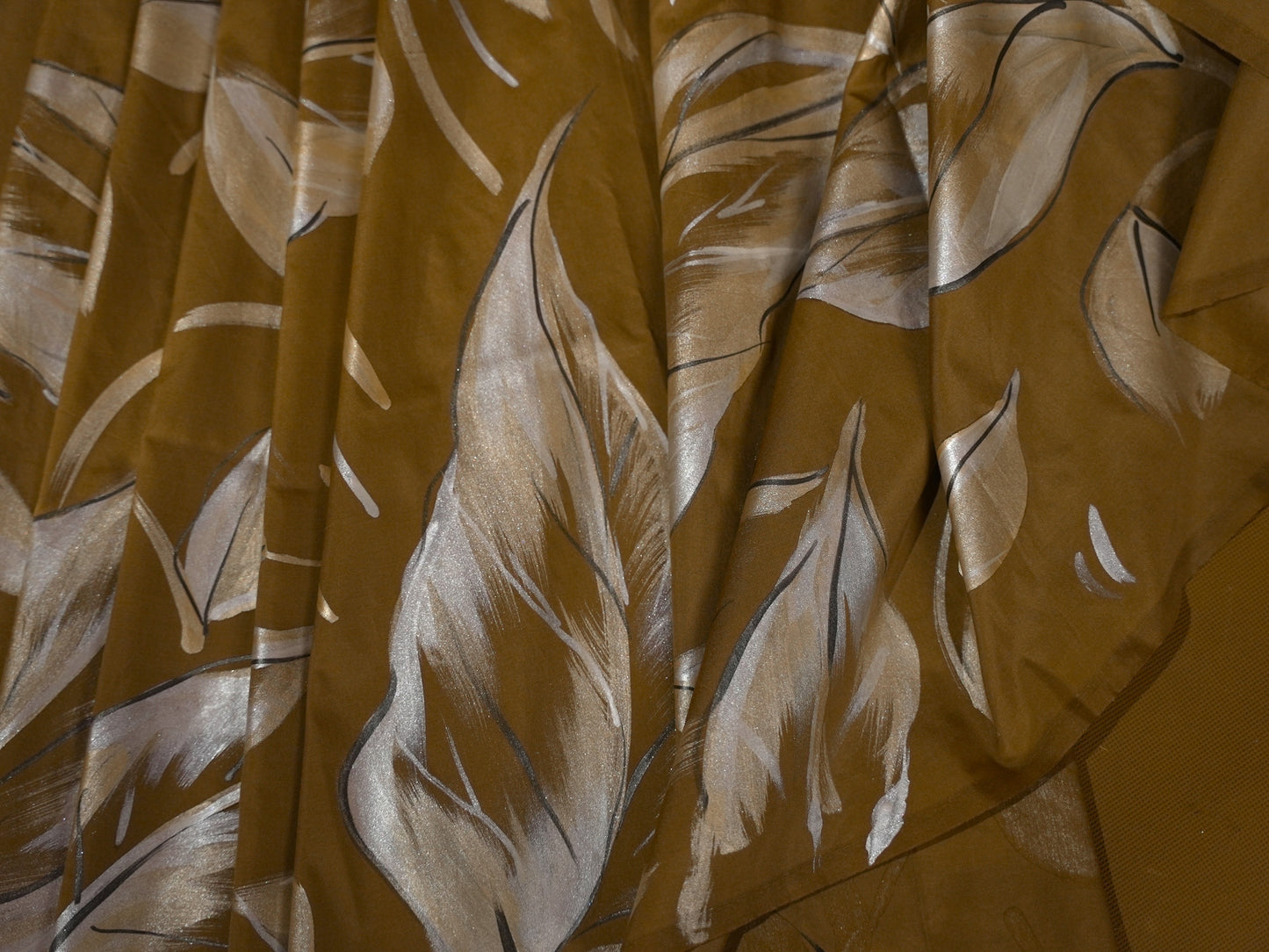 Muted gold Handpainted Designer Saree HP001