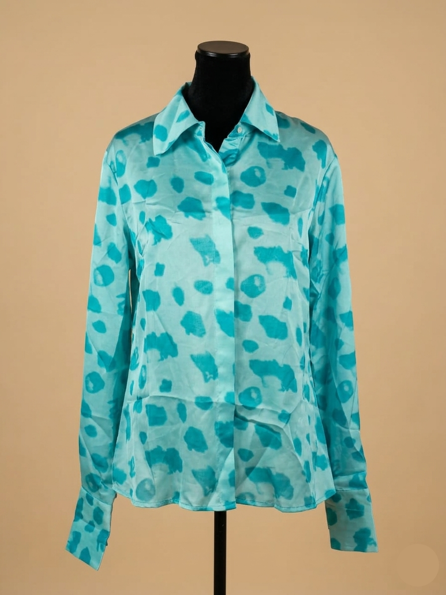 Light blue cow printed full sleeved shirt