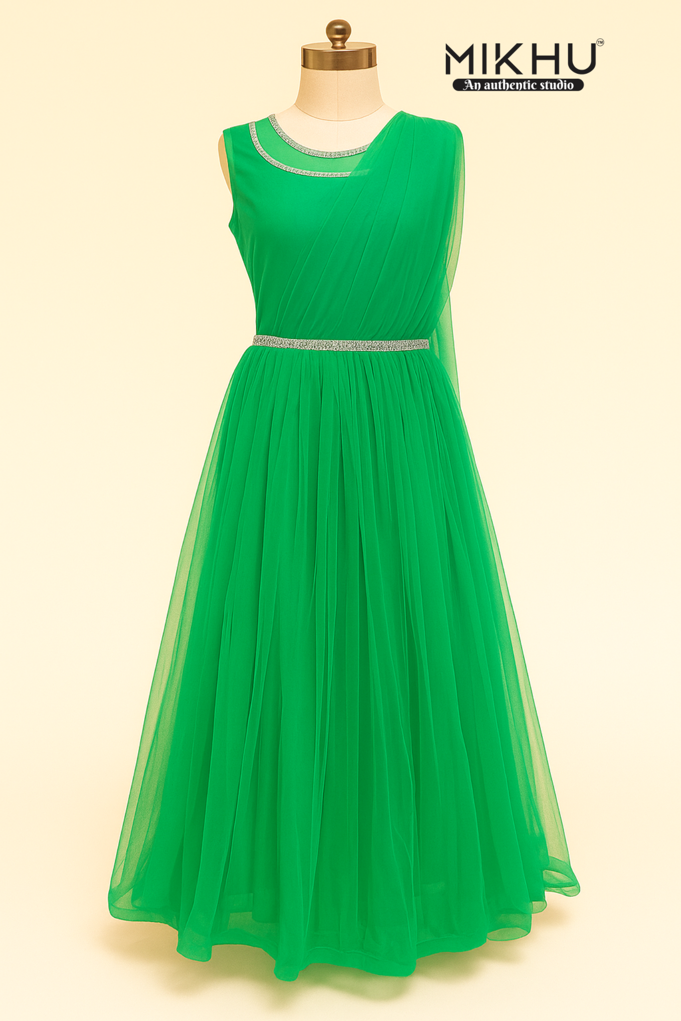 Green elegant kids frock KW019