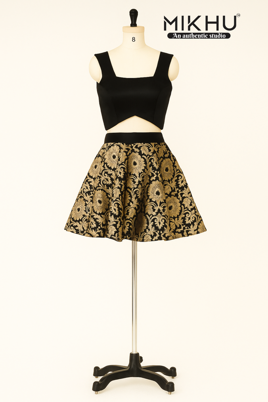 Brocade skirt and black top BS005