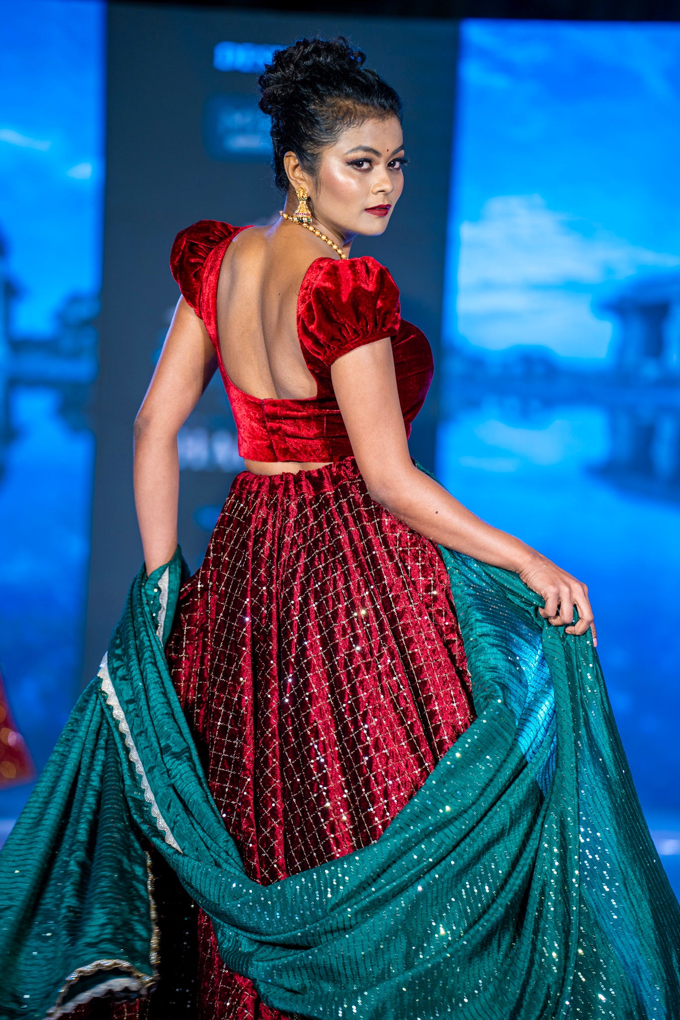 Maroon lehenga blouse