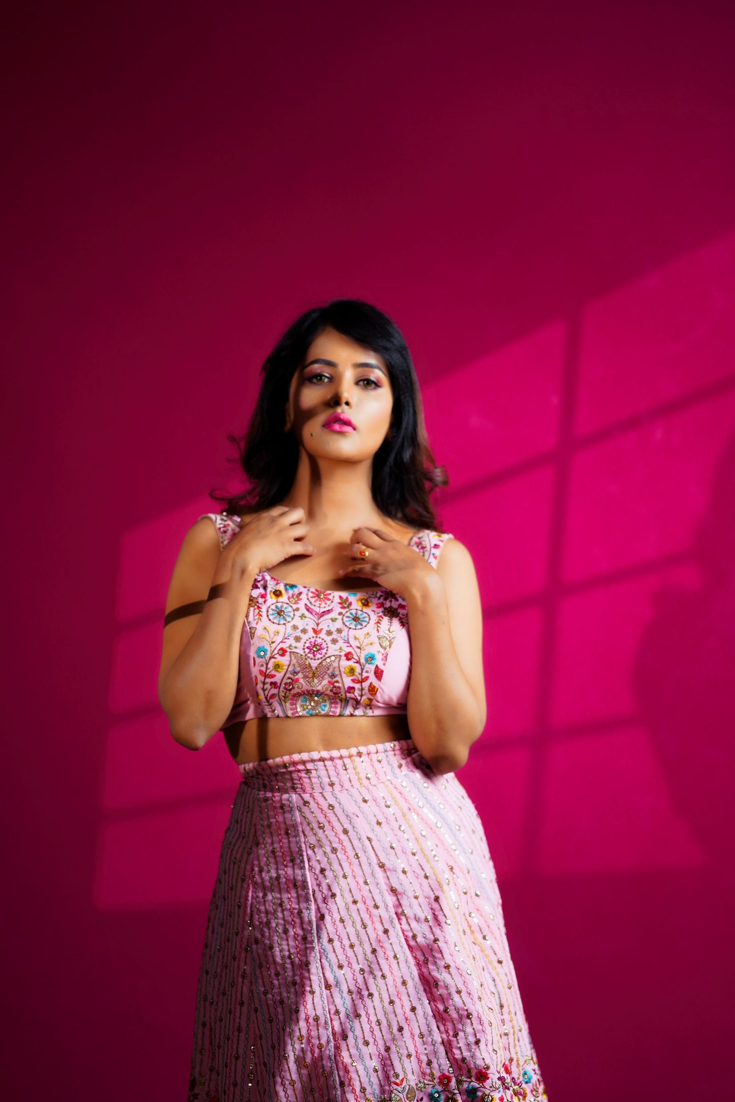 Dusky pink heavy embroidered lehenga LH002
