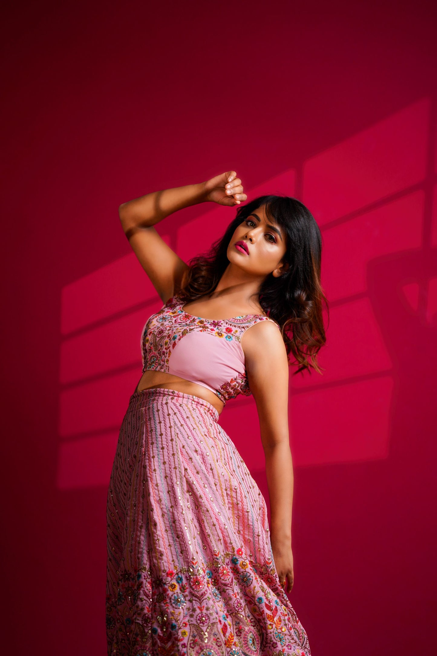 Dusky pink heavy embroidered lehenga LH002