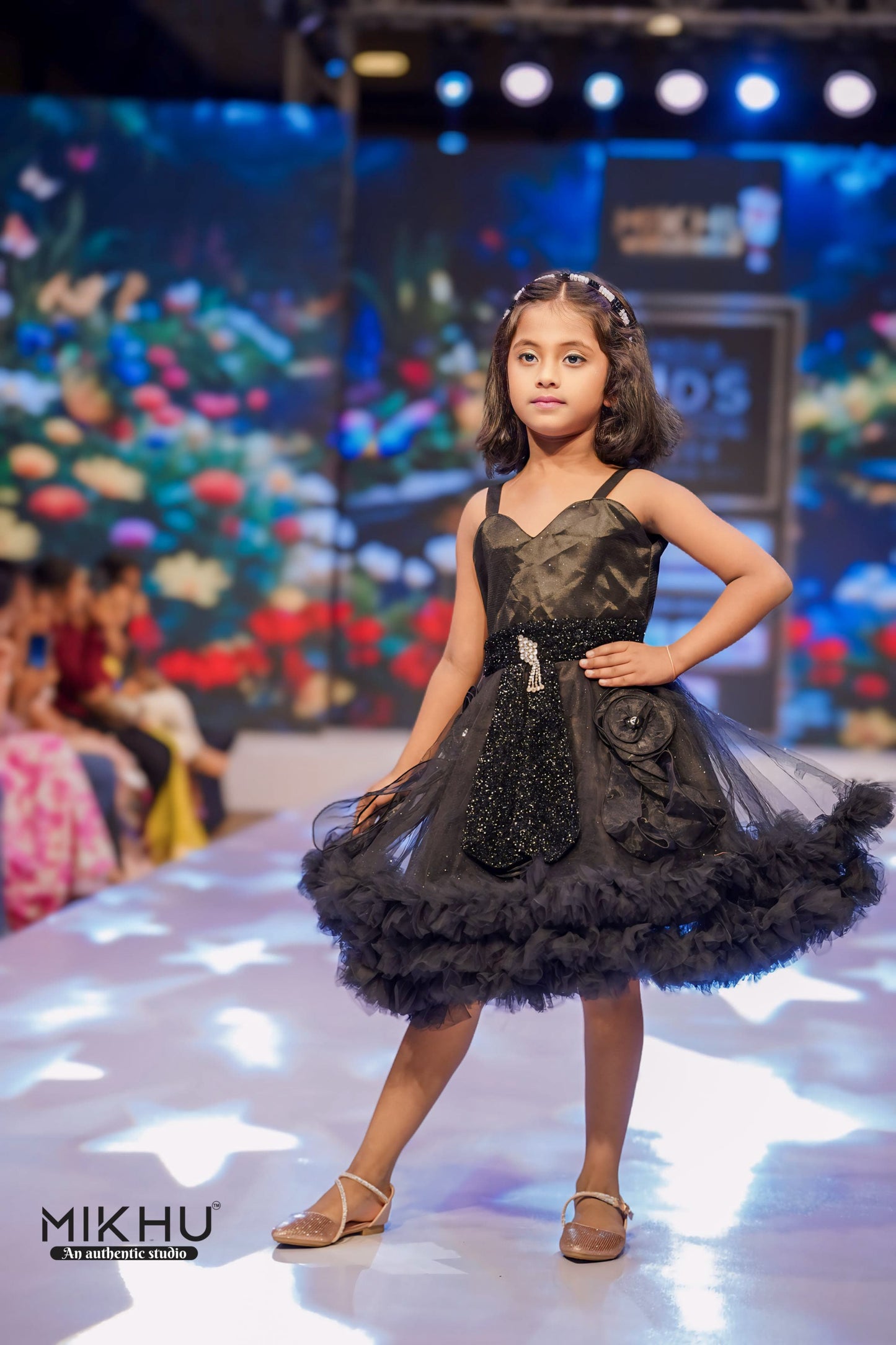 Black Kids Party Wear Frock KW023